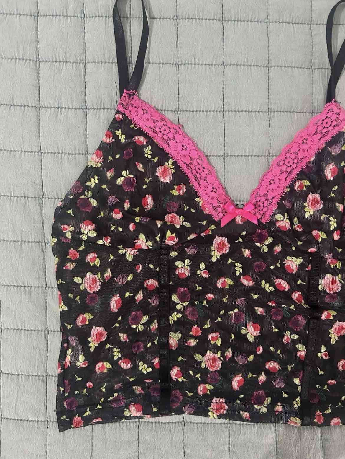 Top Floral Con Encaje Rosa - Lencería - miniatura 2