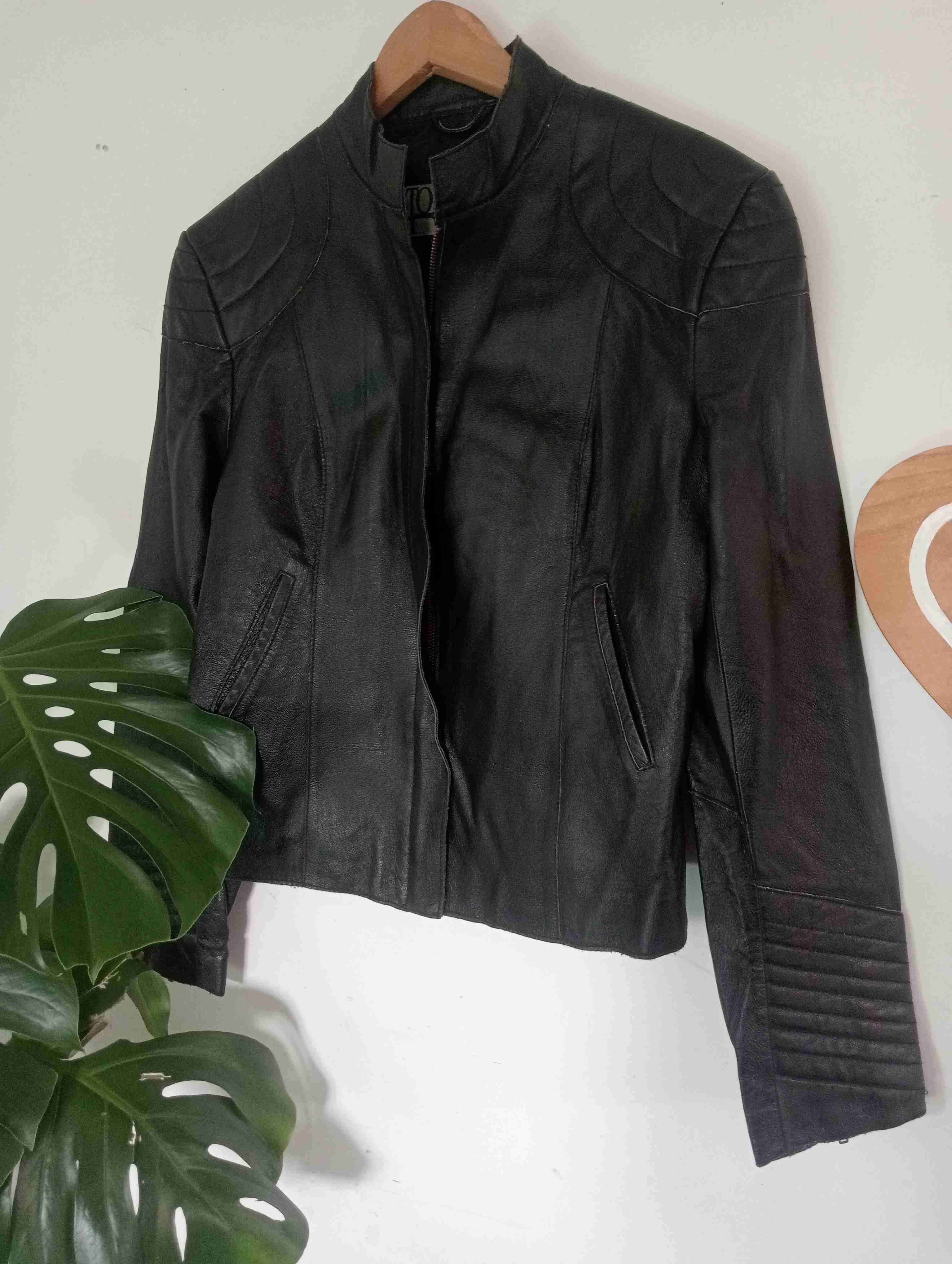 Chaqueta de cuero negra m - miniatura 3