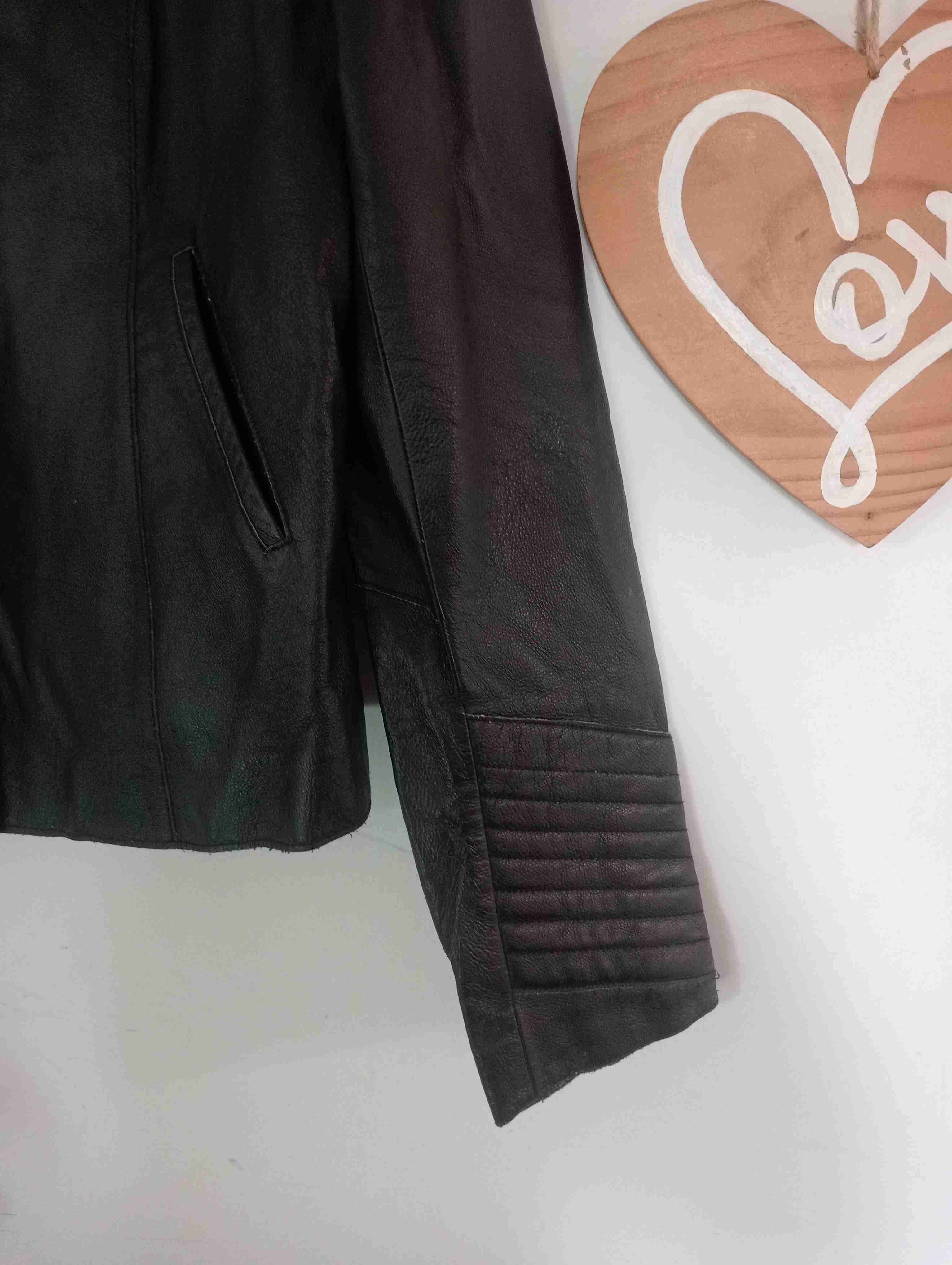 Chaqueta de cuero negra m - miniatura 4