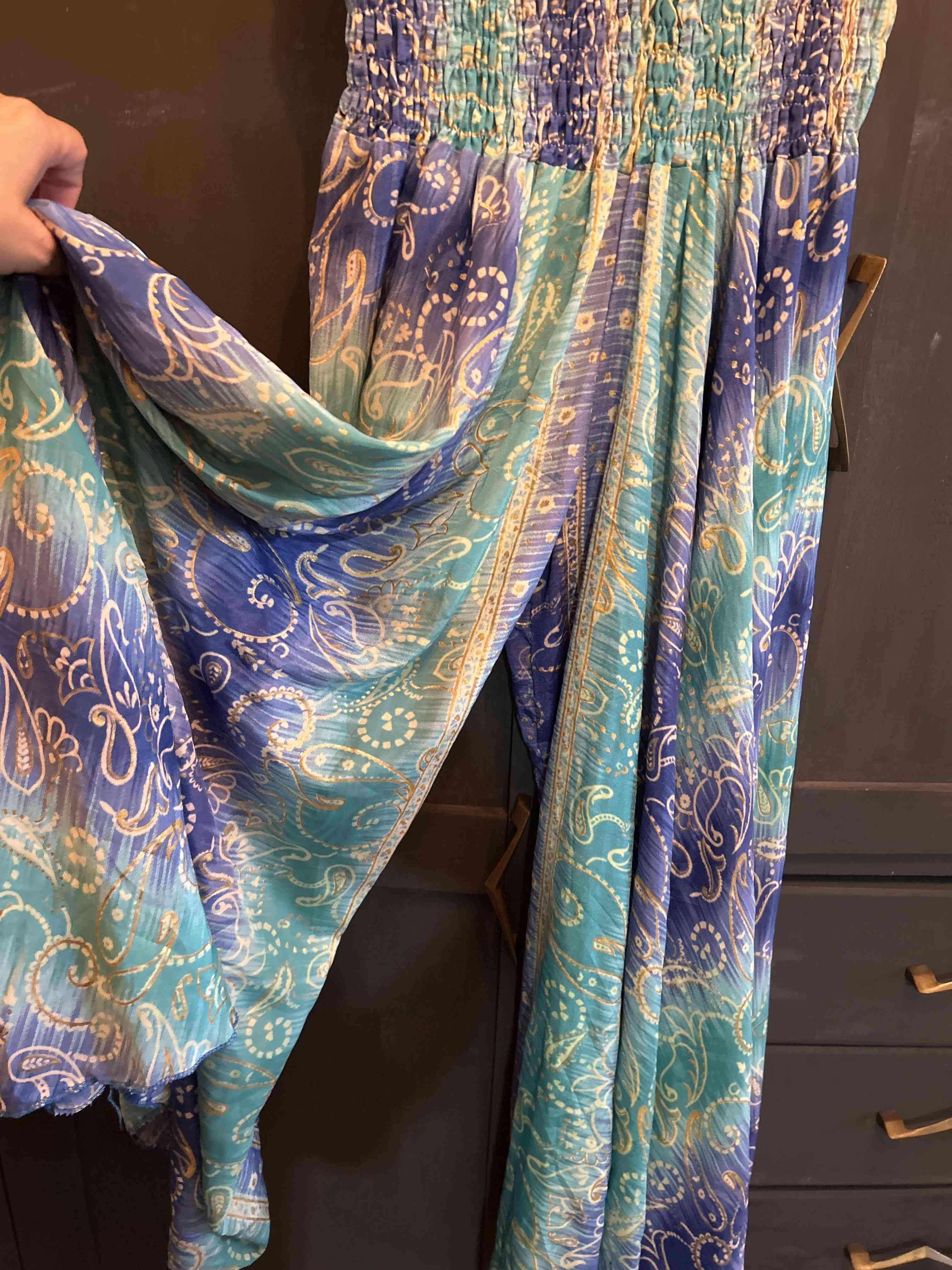 Pantalon  larga estampada azul y verde - miniatura 2