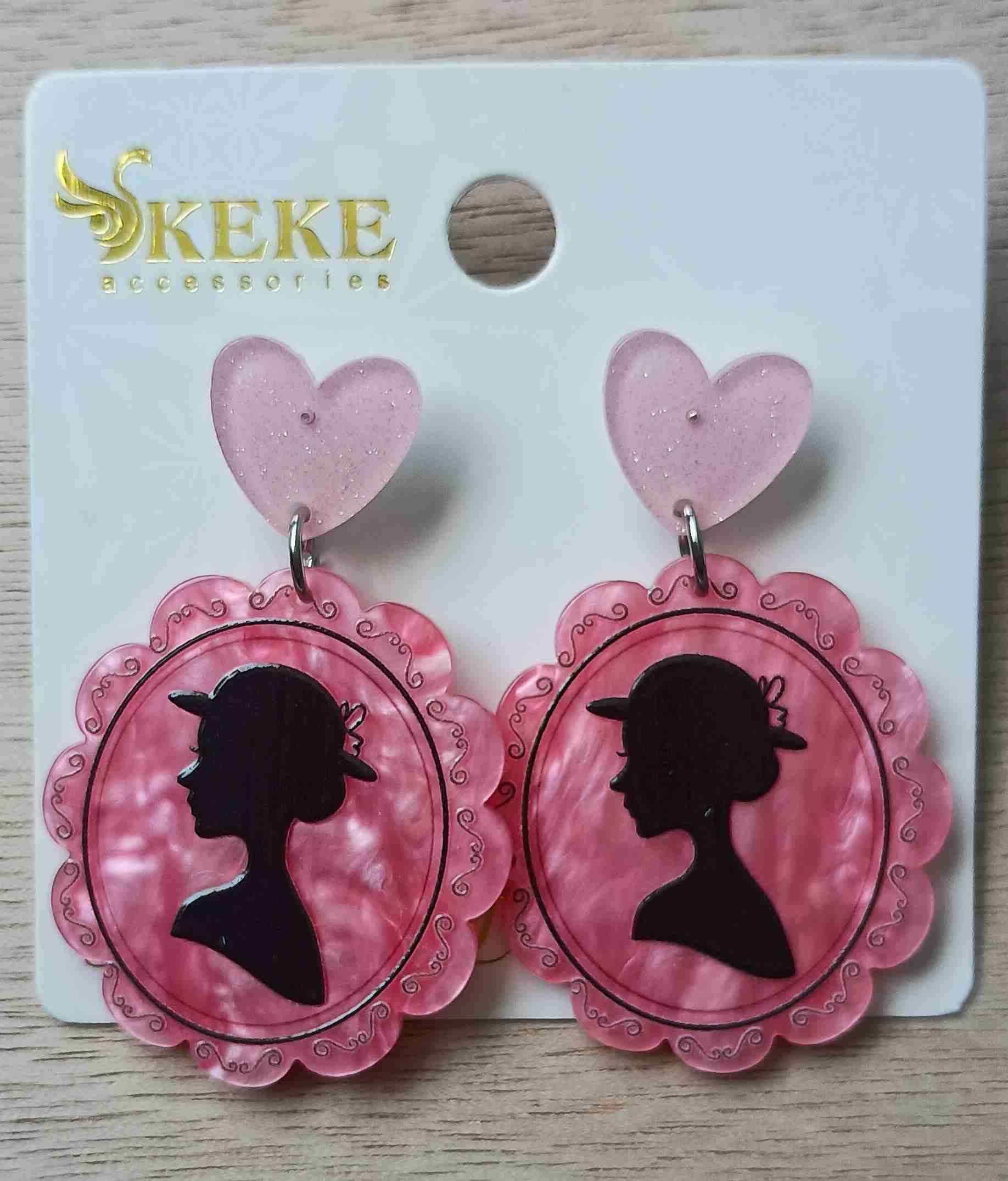 Aros colgantes azules y rosados - miniatura 5