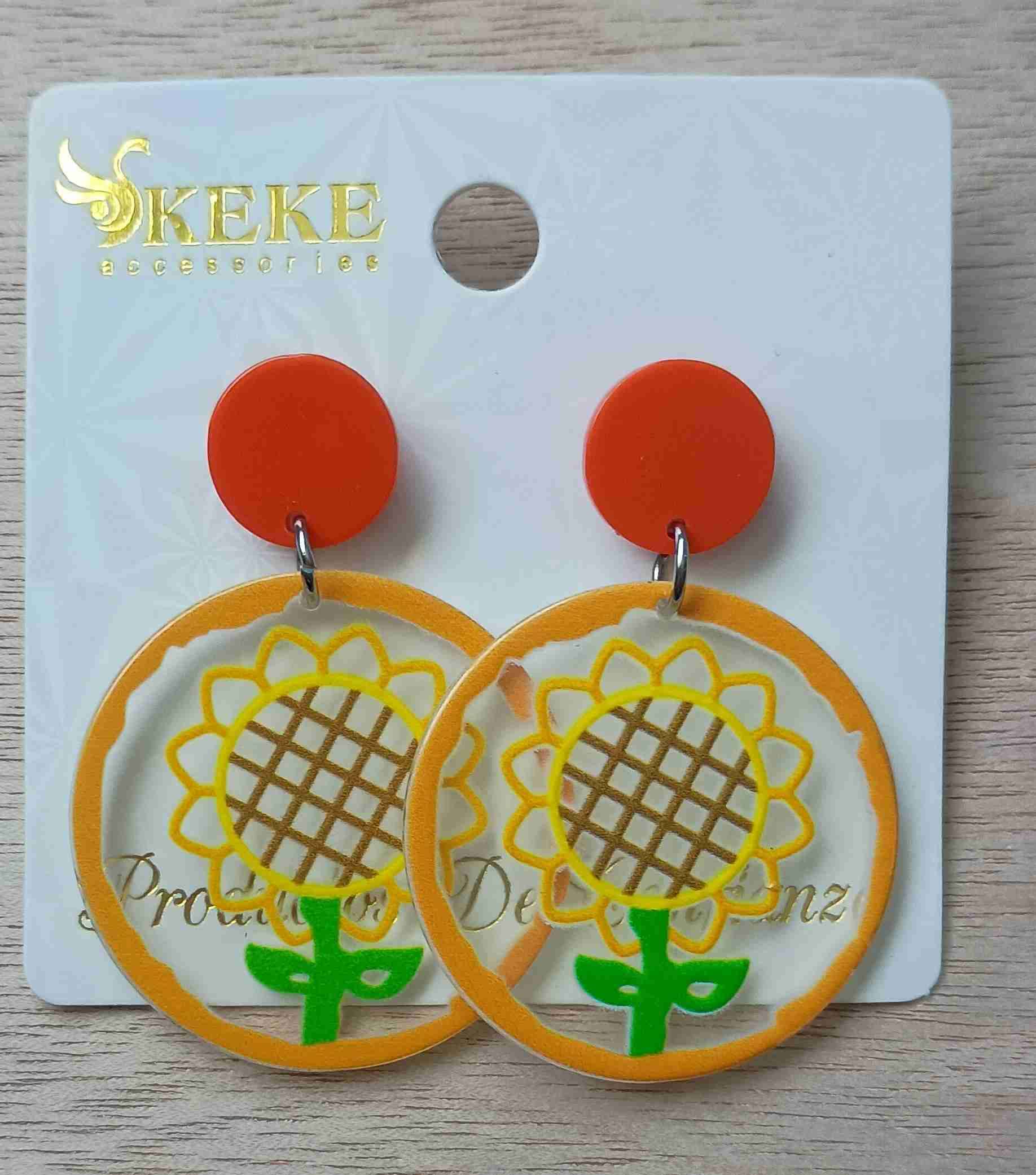 Aros colgantes azules y rosados - miniatura 6