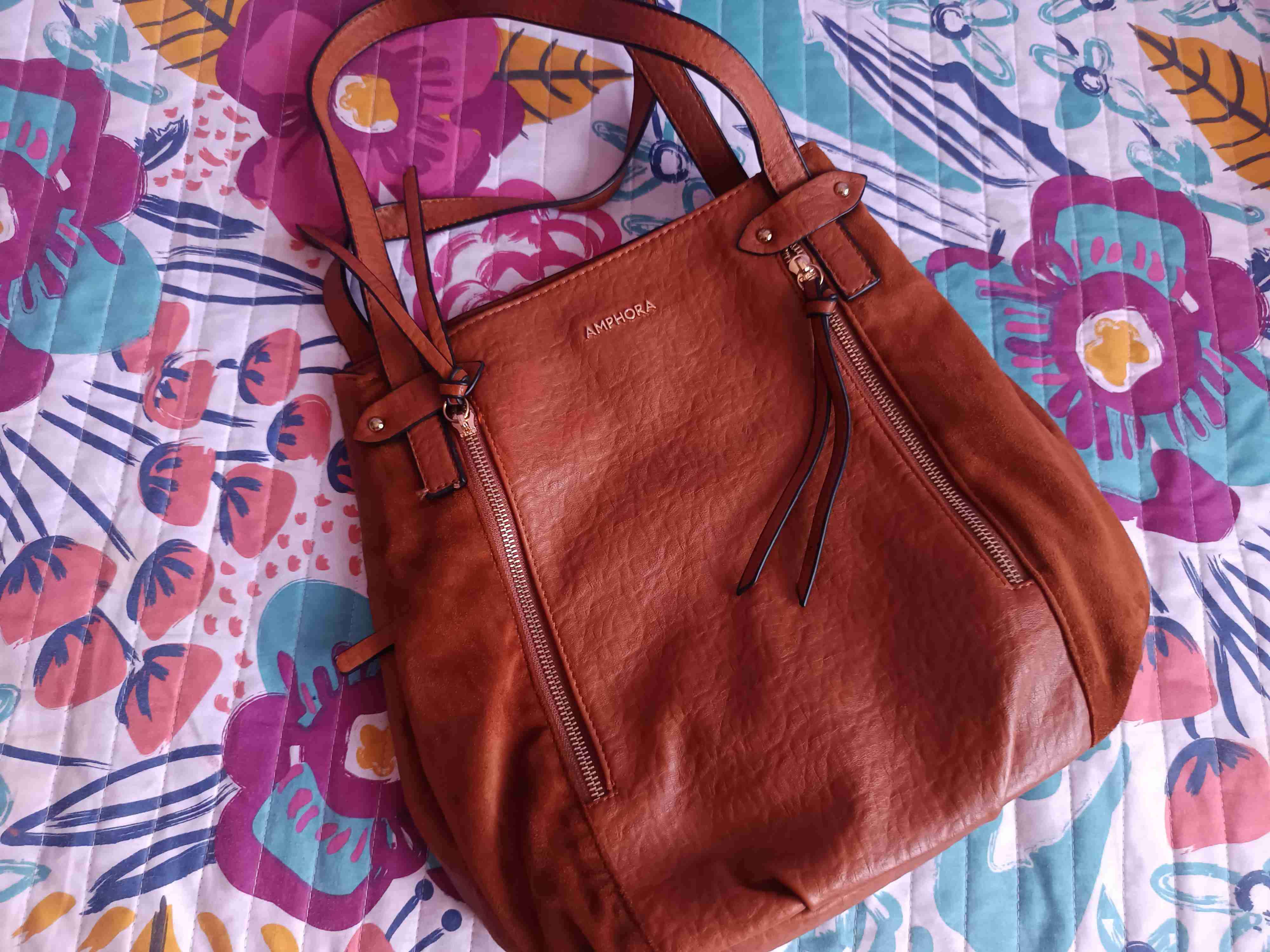 Bolso de cuero marrón Amphora