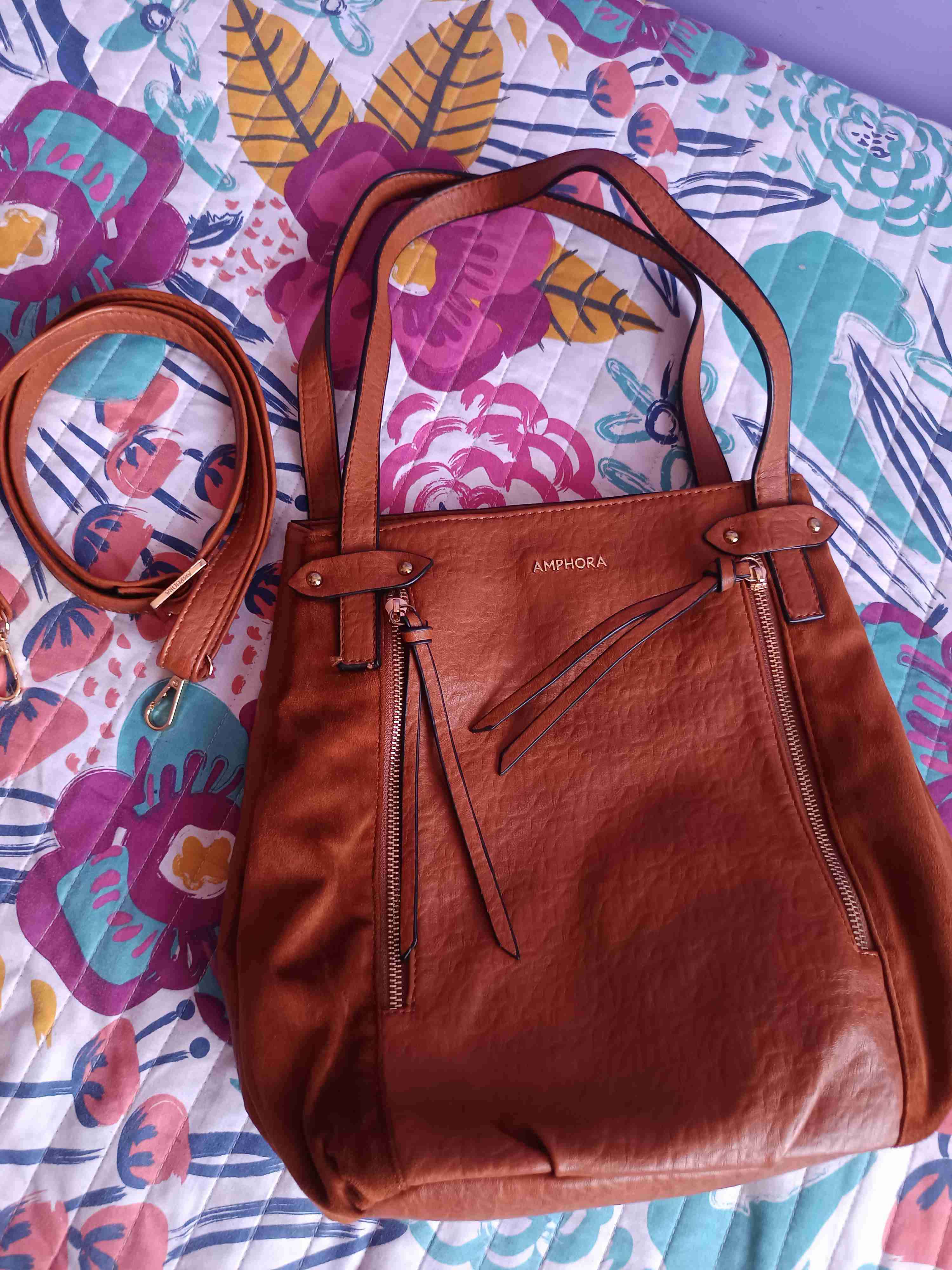 Bolso de cuero marrón Amphora - miniatura 2