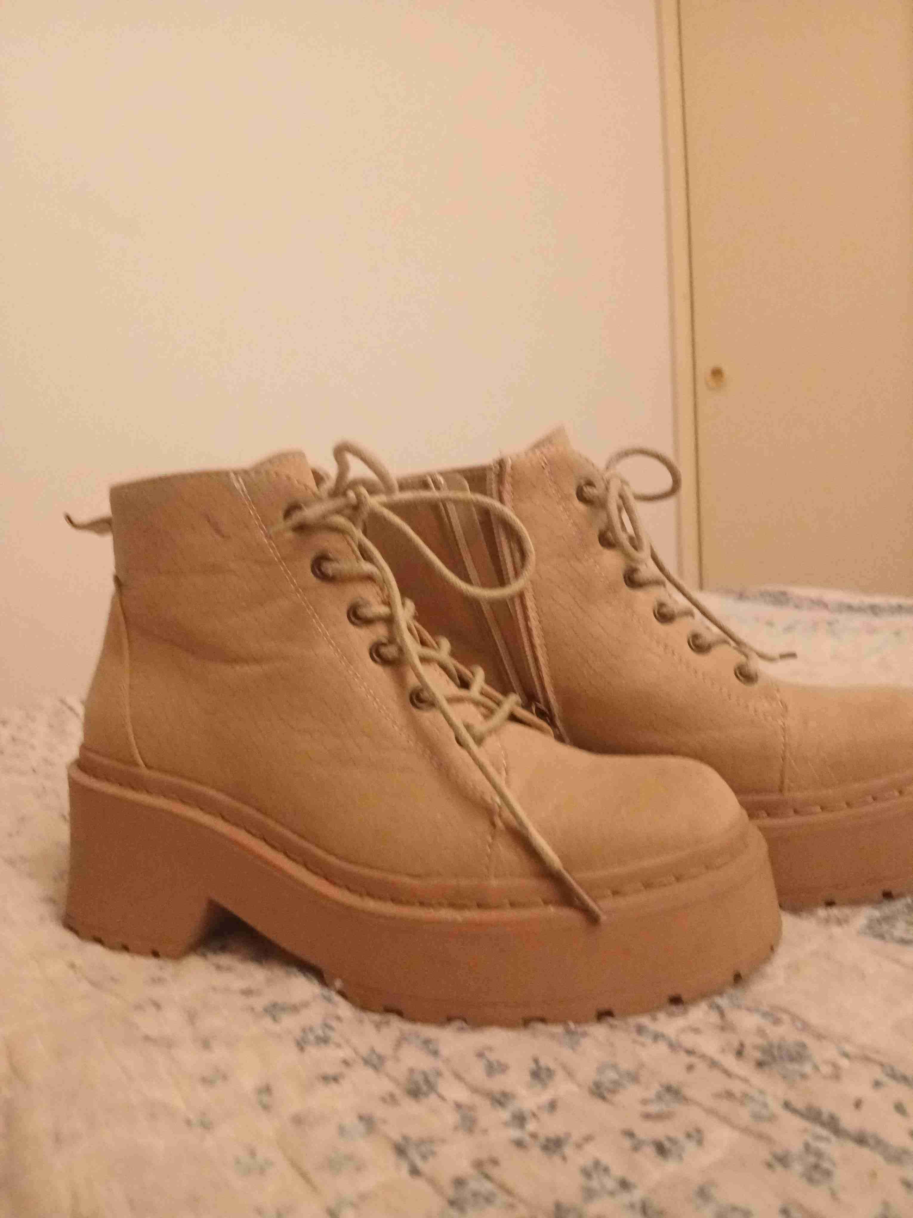 Botines plataforma beige mujer - miniatura 2