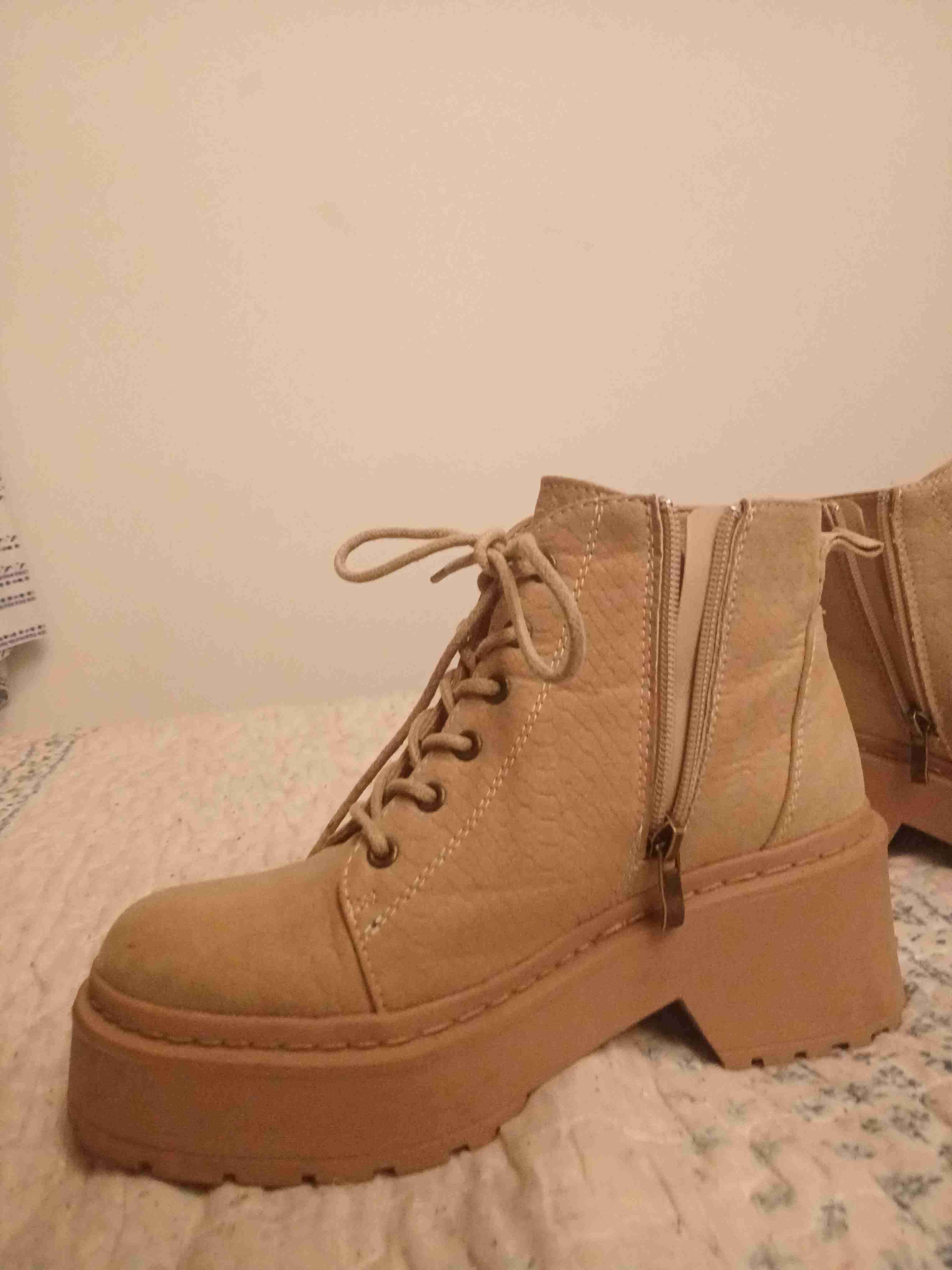 Botines plataforma beige mujer - miniatura 3