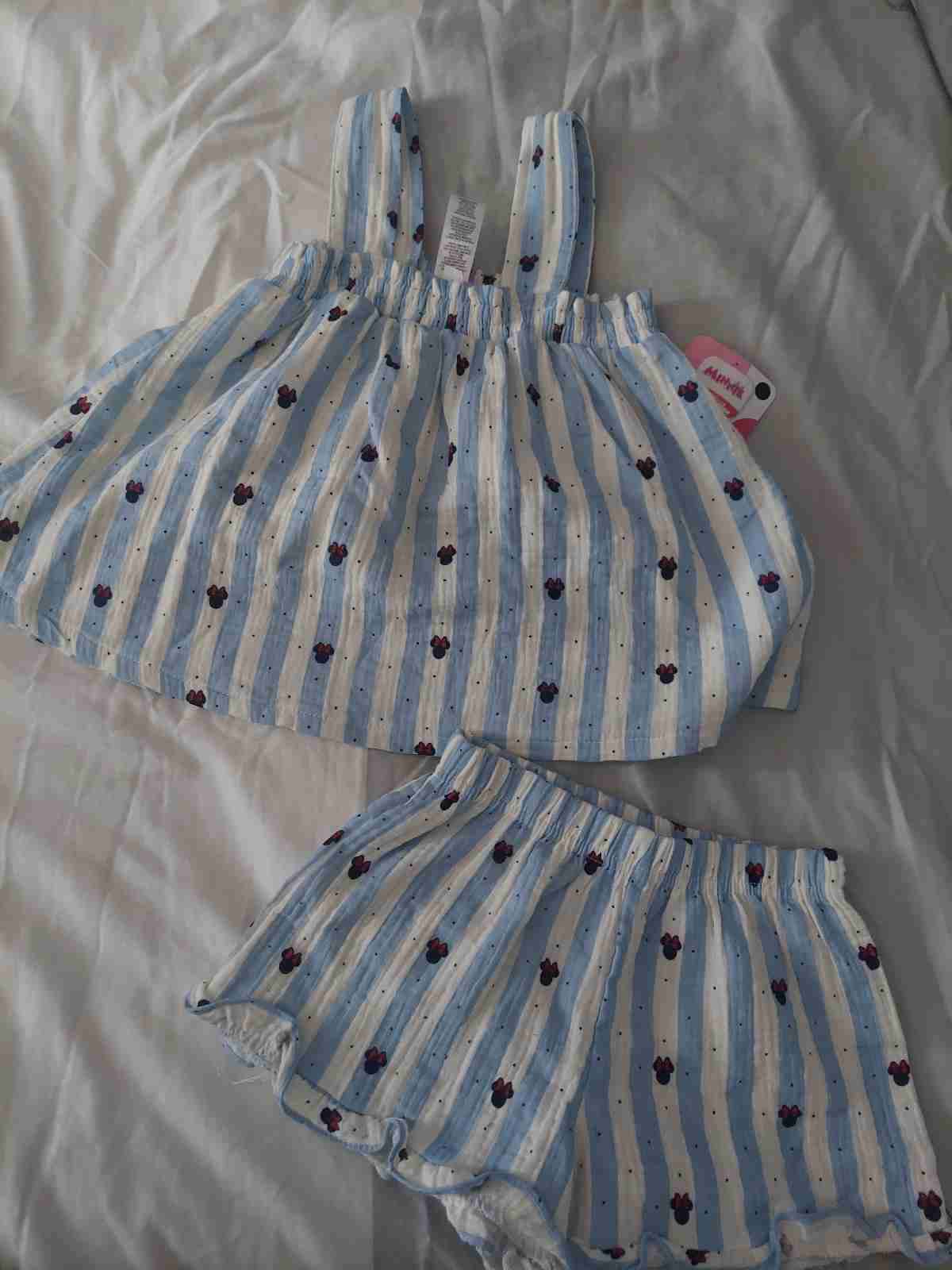 Conjunto minnie  rayado azul