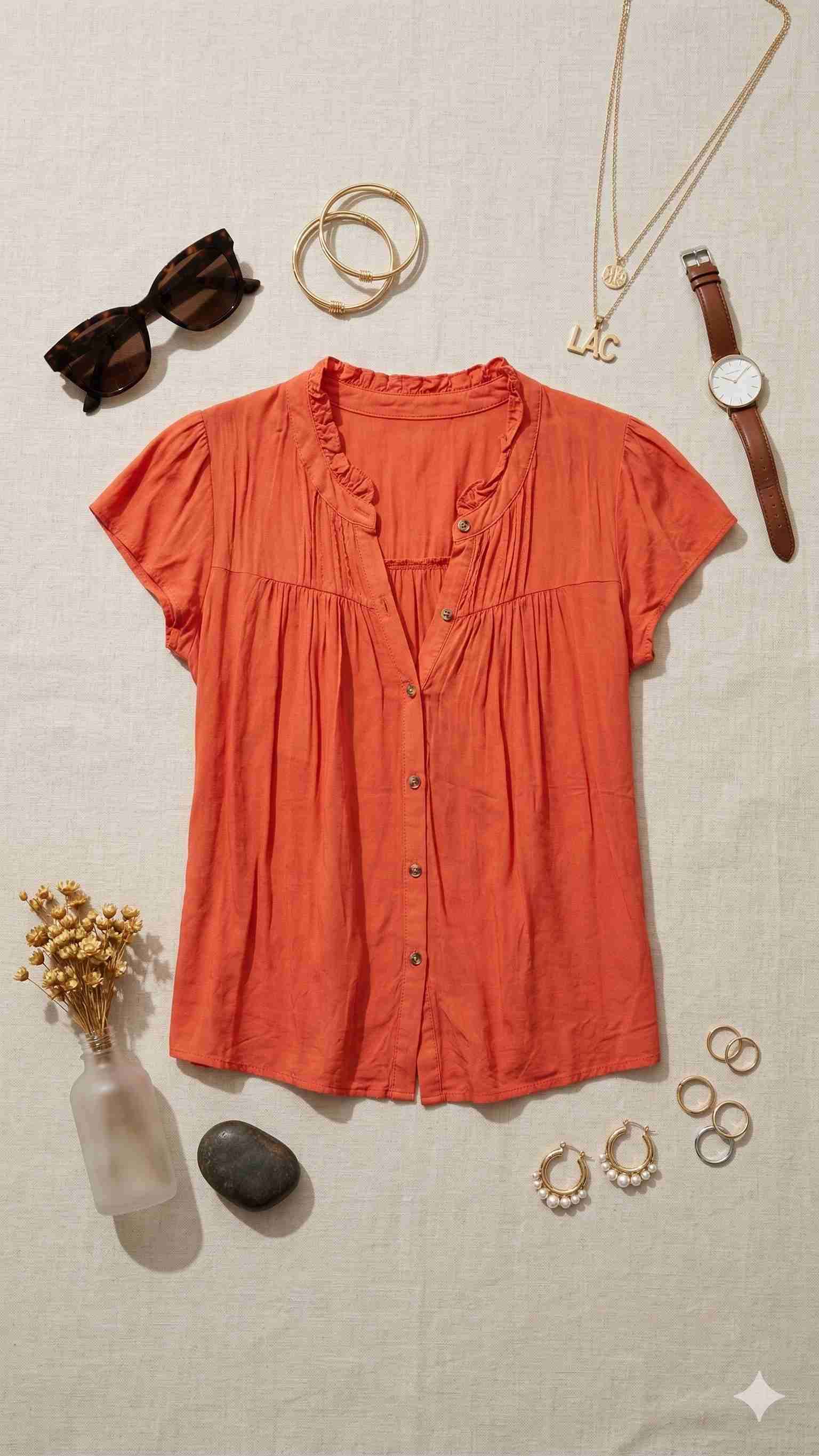 Blusa naranja con botones