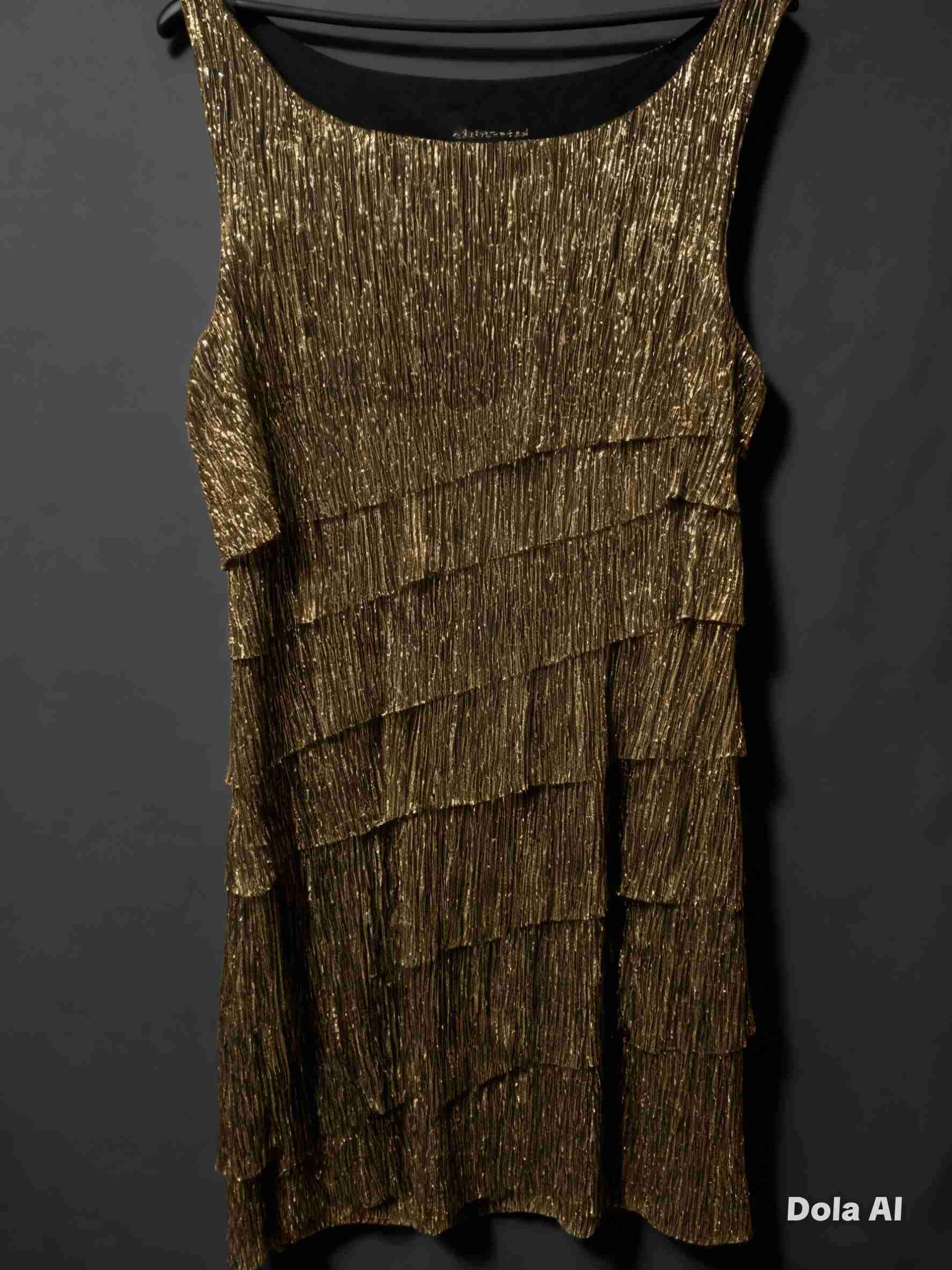 Vestido dorado con volantes - miniatura 2