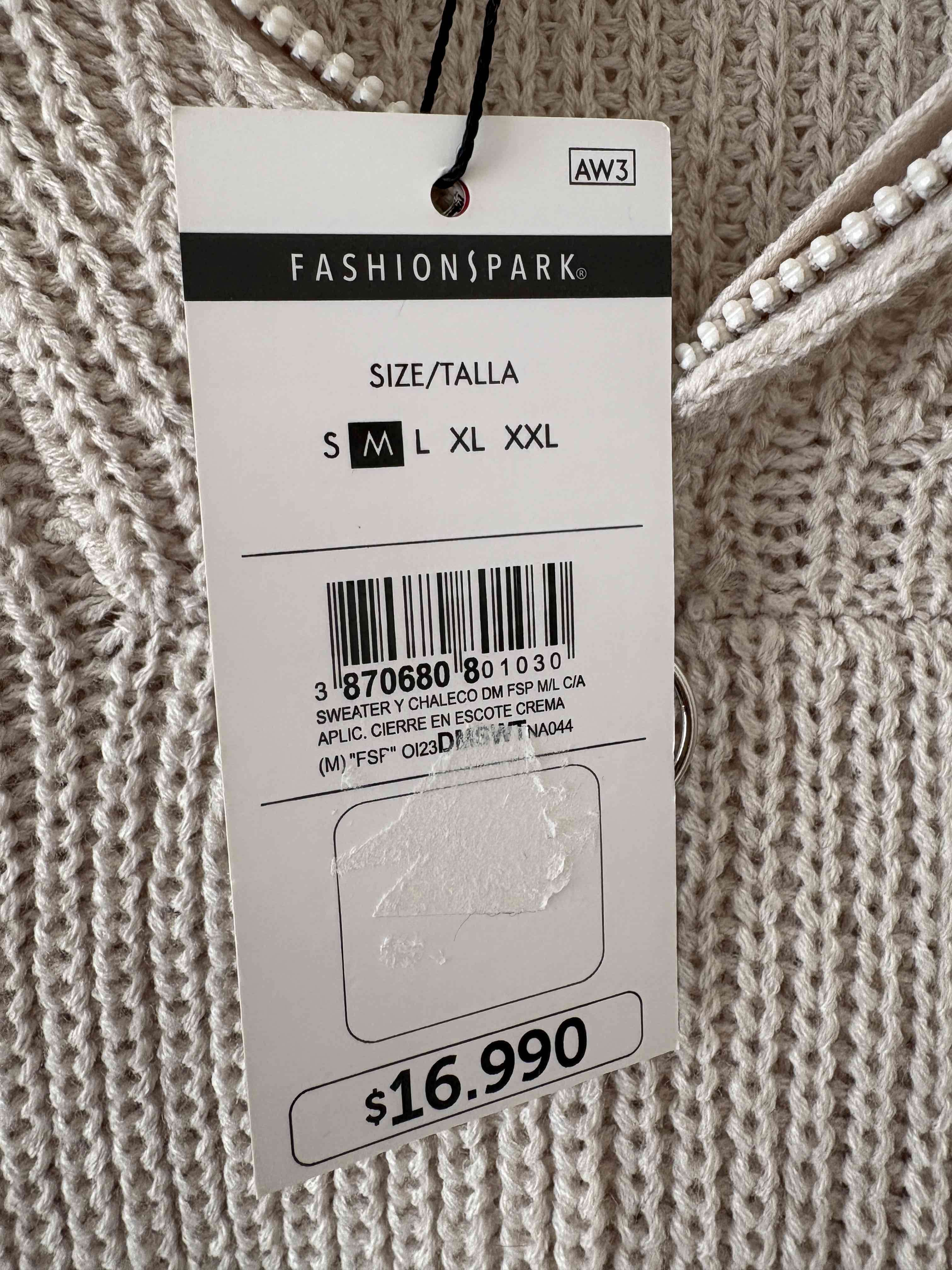 Suéter beige con cierre - miniatura 3