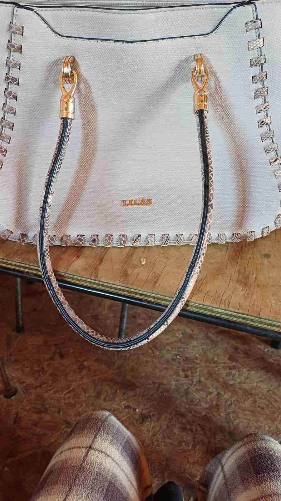 Cartera beige Lilás con asas de serpiente - miniatura 6