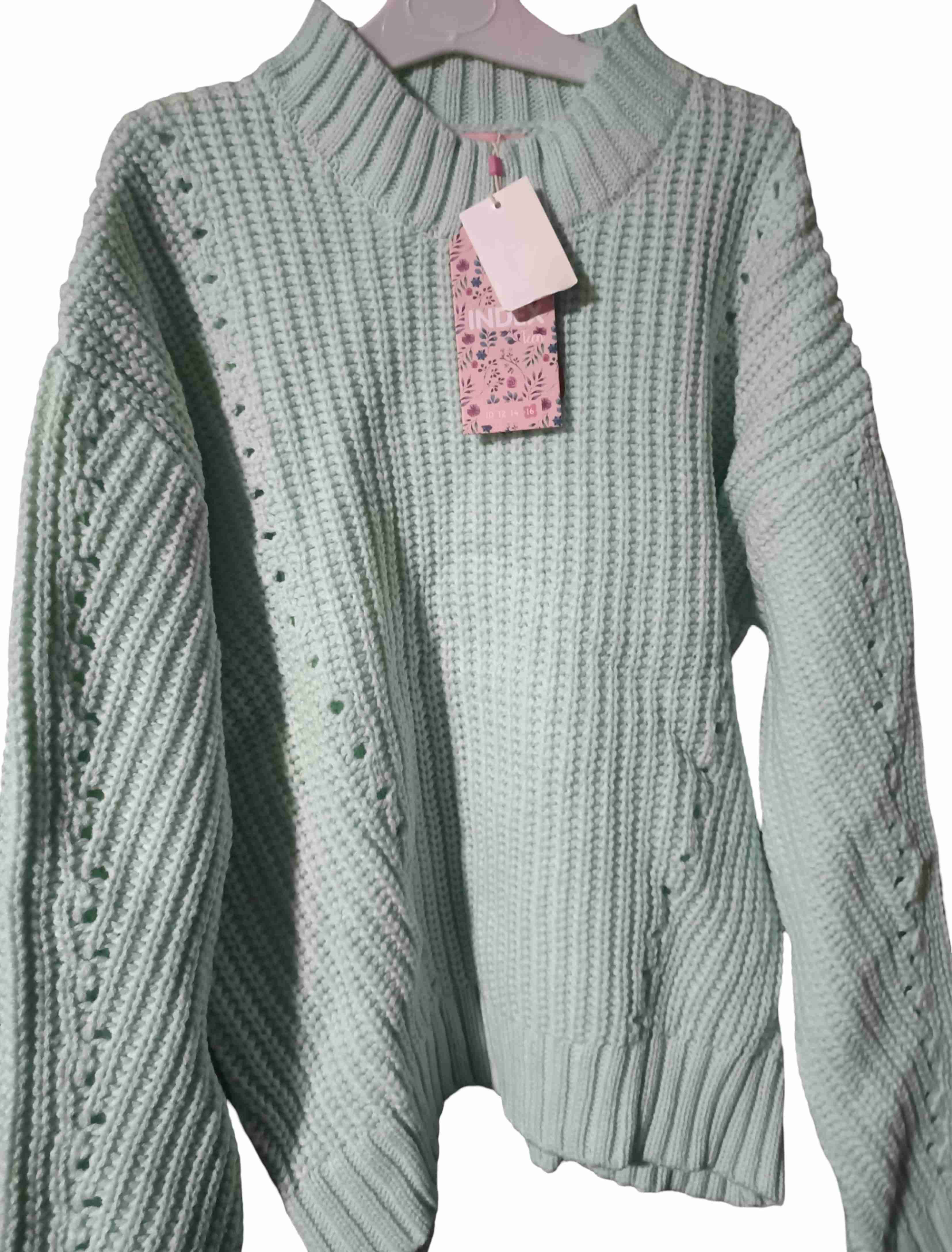 Sweater tejido color menta talla 16 index
