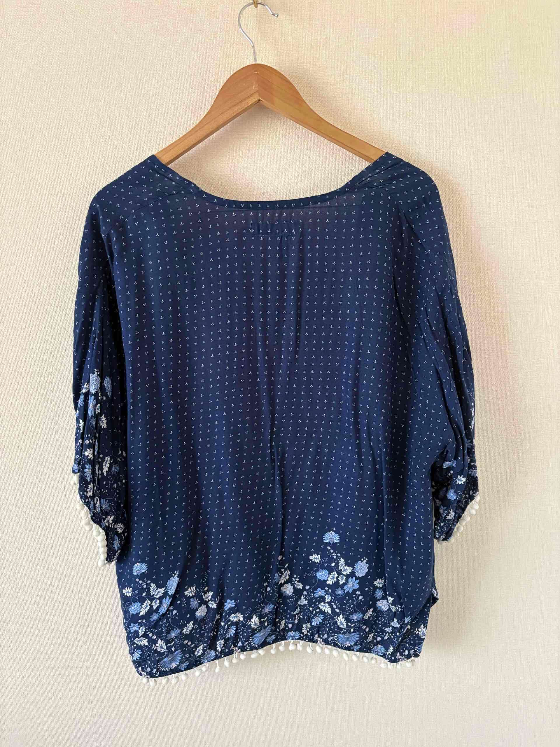 Cárdigan azul estampado floral Talla L - miniatura 2