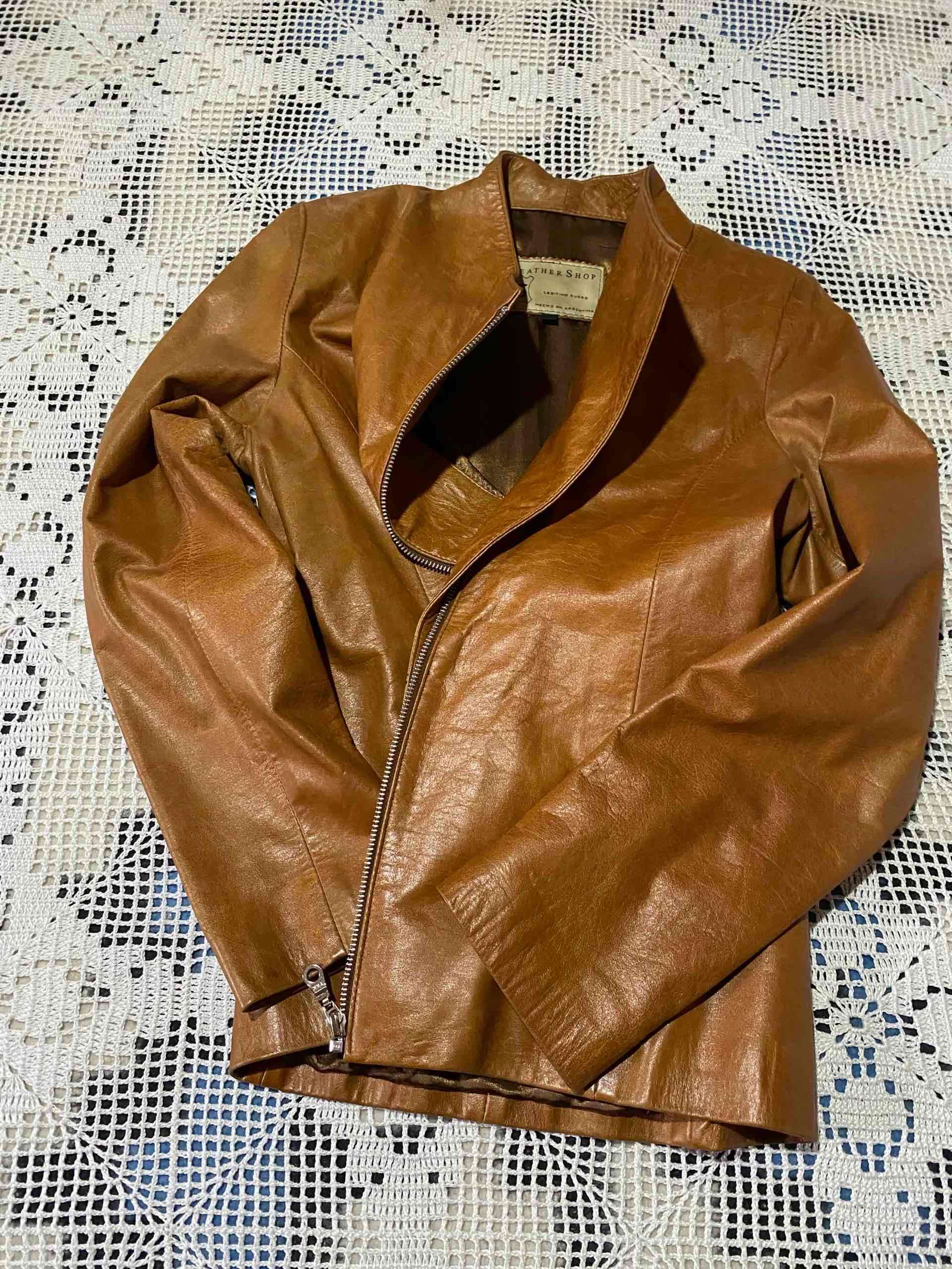 Chaqueta de cuero marrón - miniatura 4