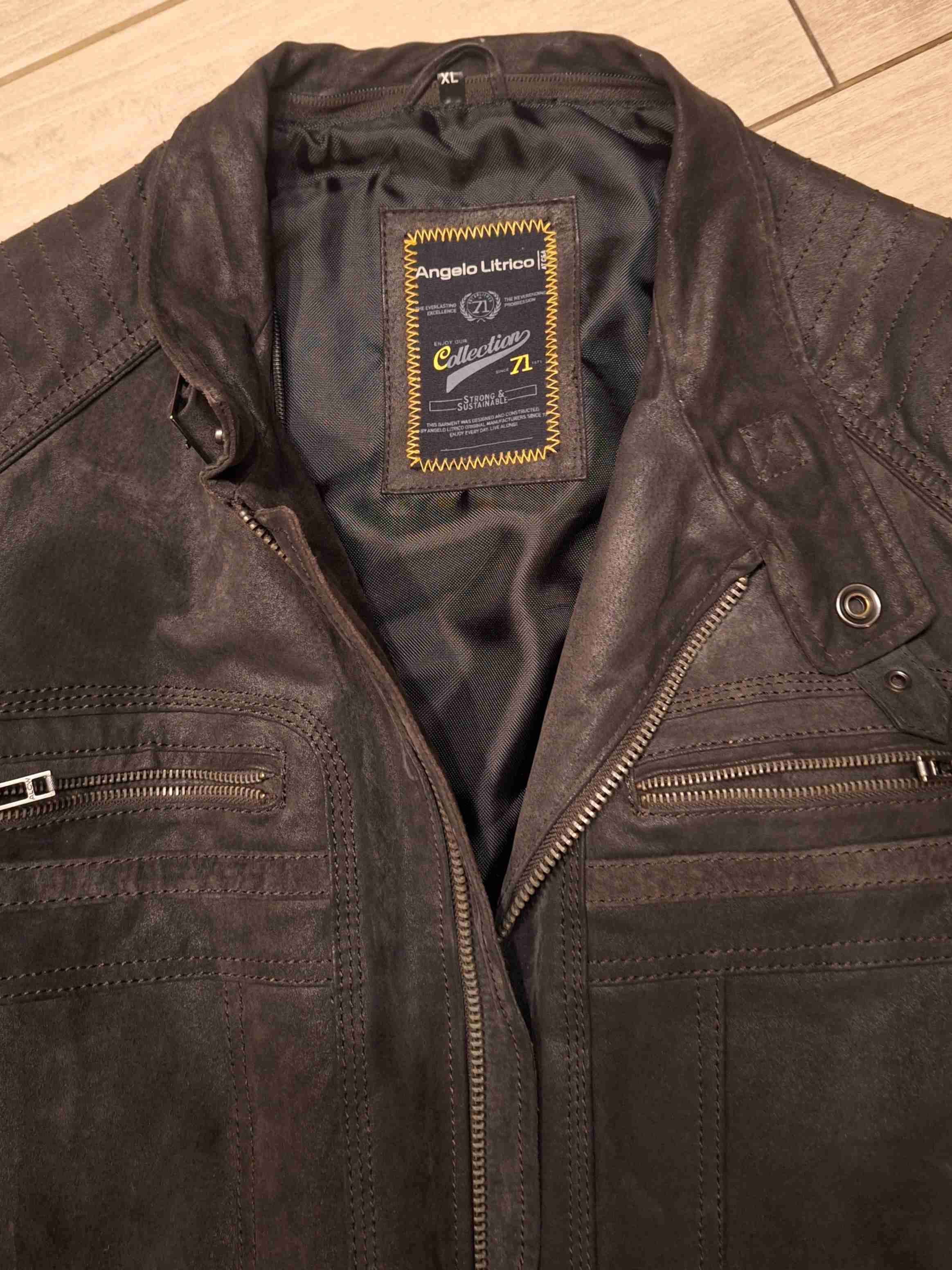Chaqueta de cuero marrón hombre - miniatura 5