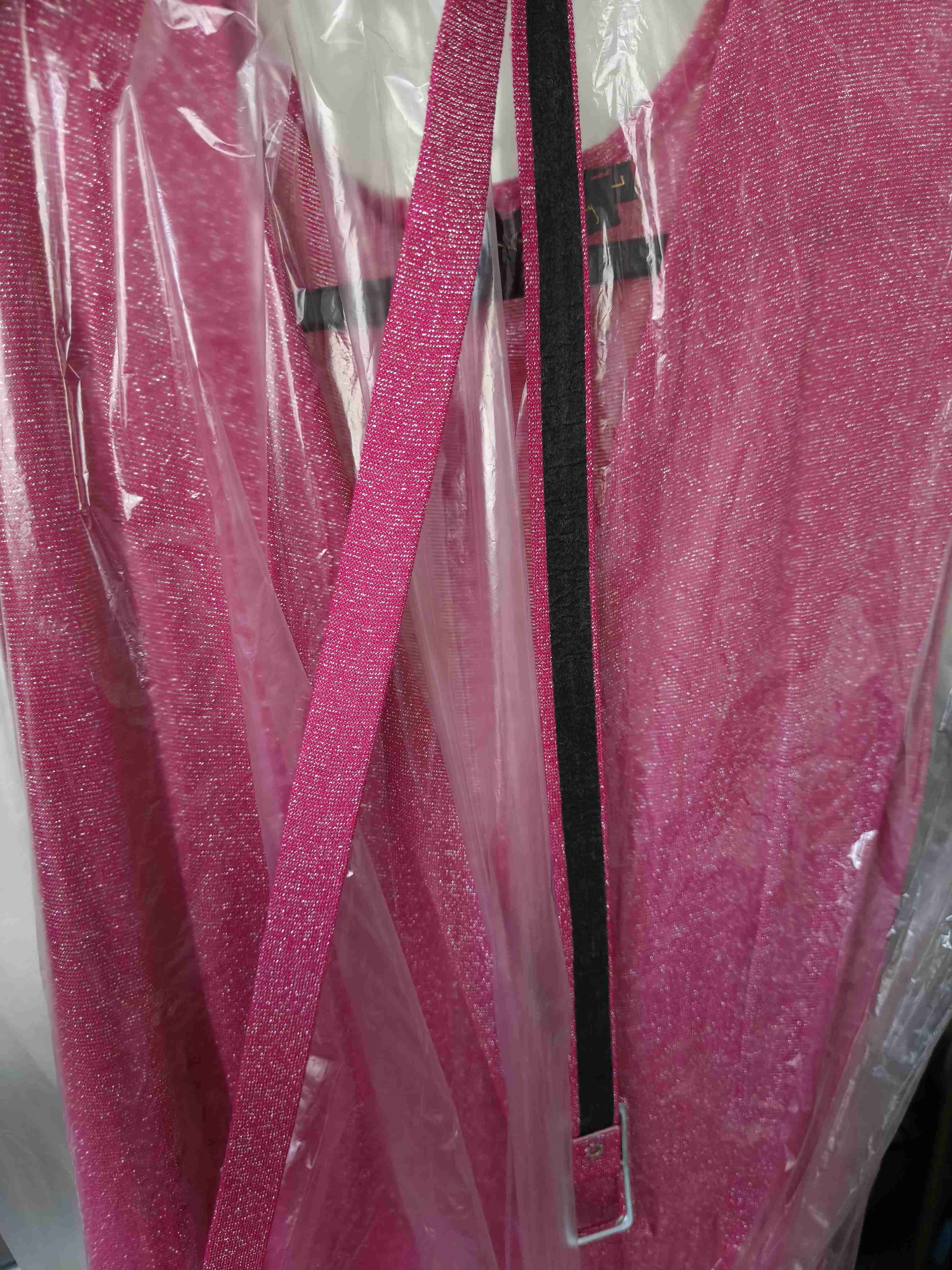 Vestido largo magenta con brillos plata - miniatura 6