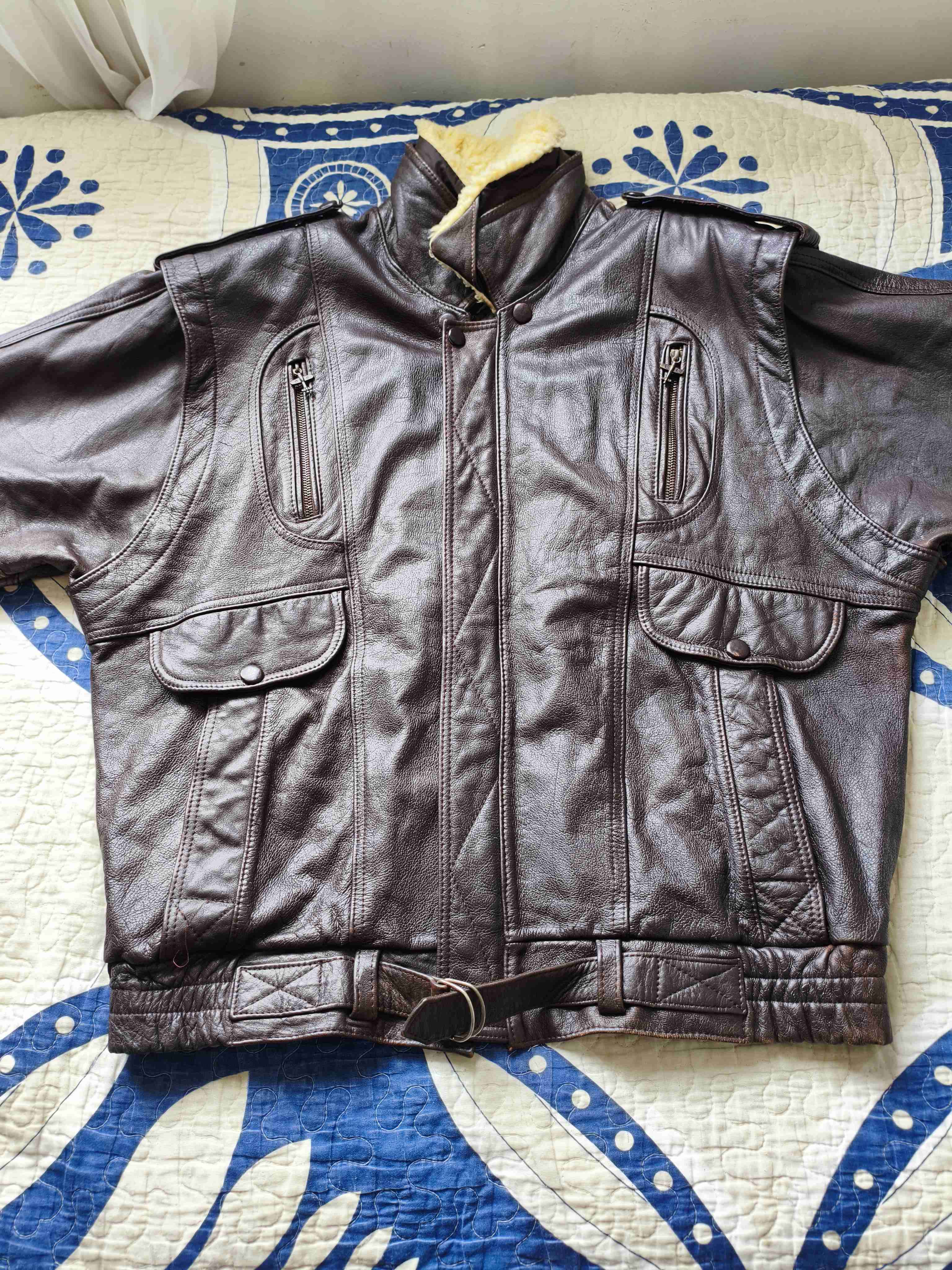 Chaqueta vintage de cuero marrón