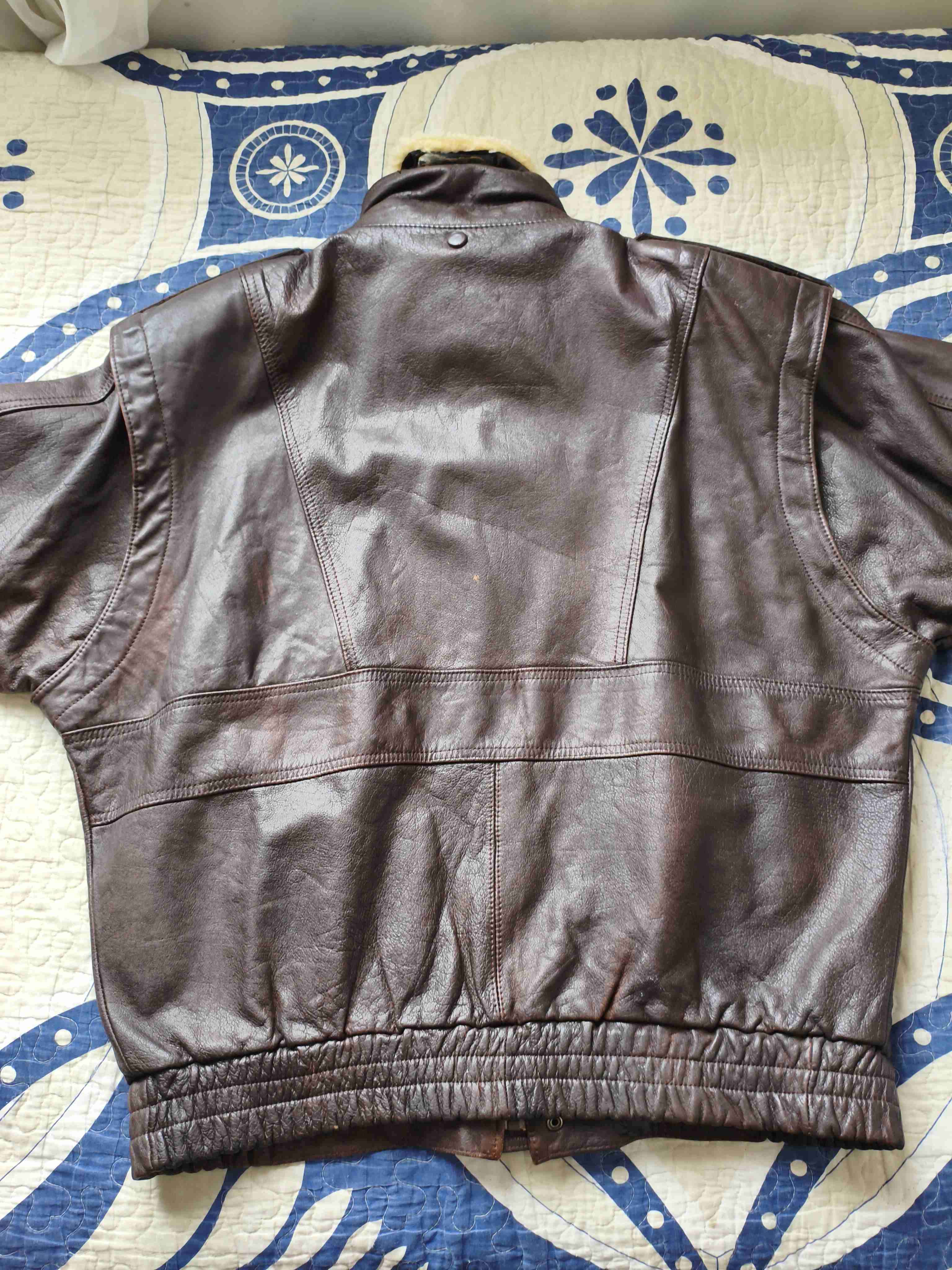 Chaqueta vintage de cuero marrón - miniatura 2