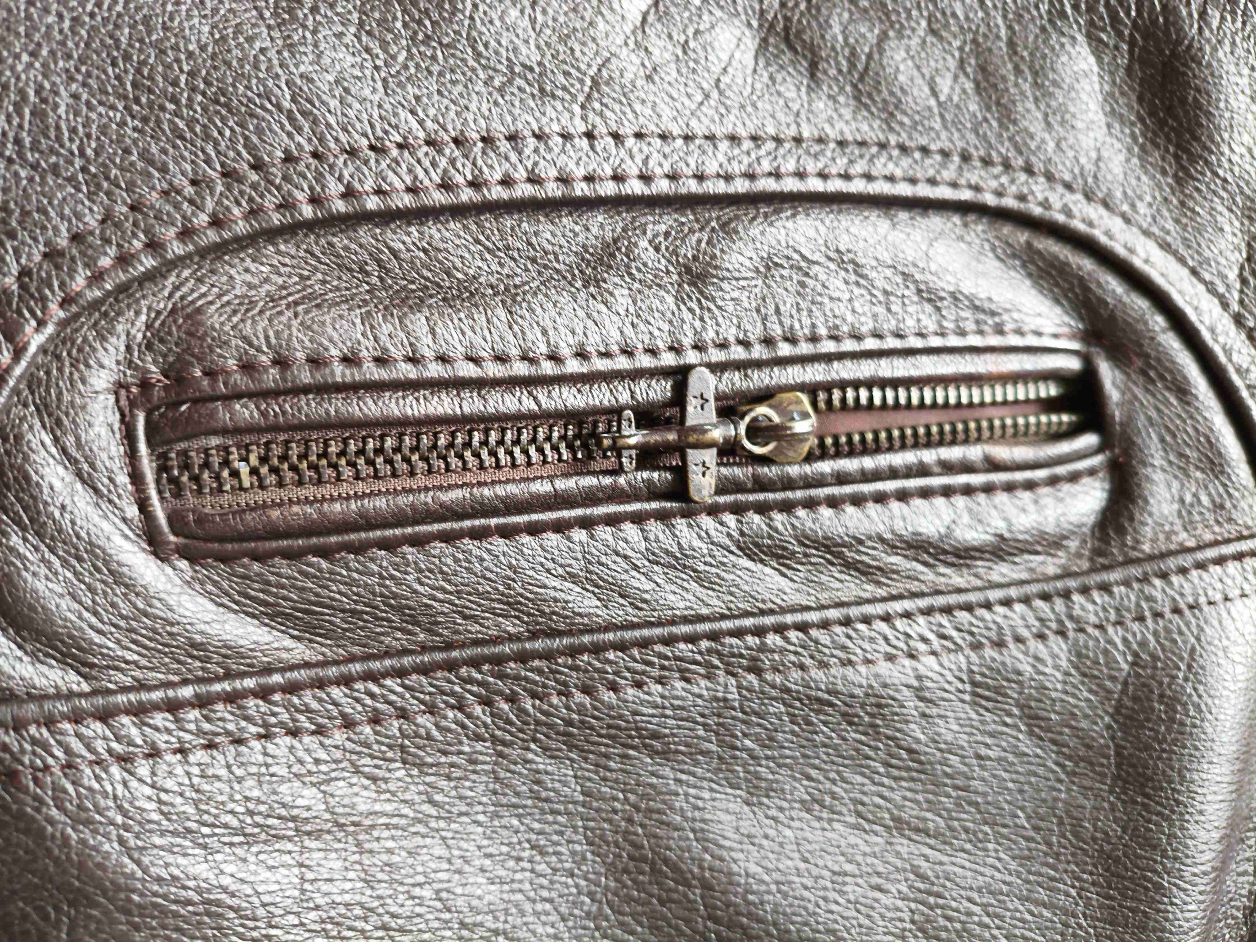 Chaqueta vintage de cuero marrón - miniatura 3