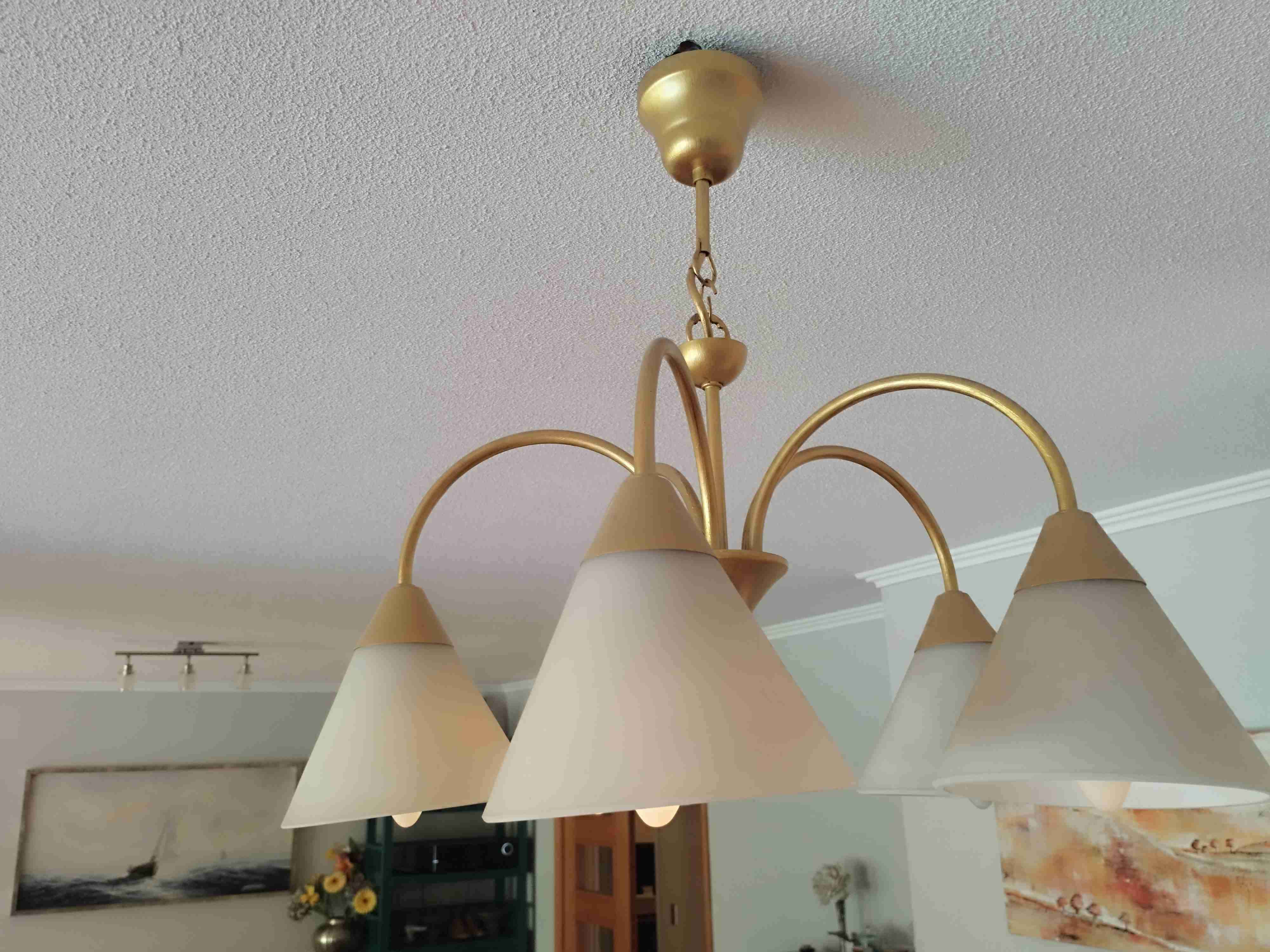 Lámpara de techo dorada con 5 luces - miniatura 4