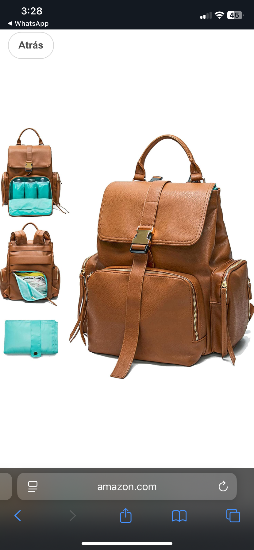 Mochila para pañales Mominside – Cuero vegano (gra