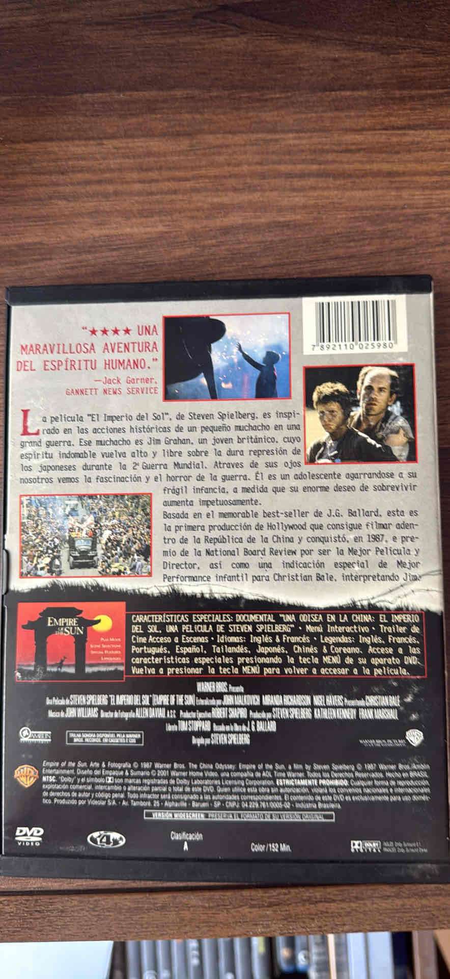 DVD El Imperio del Sol - miniatura 2