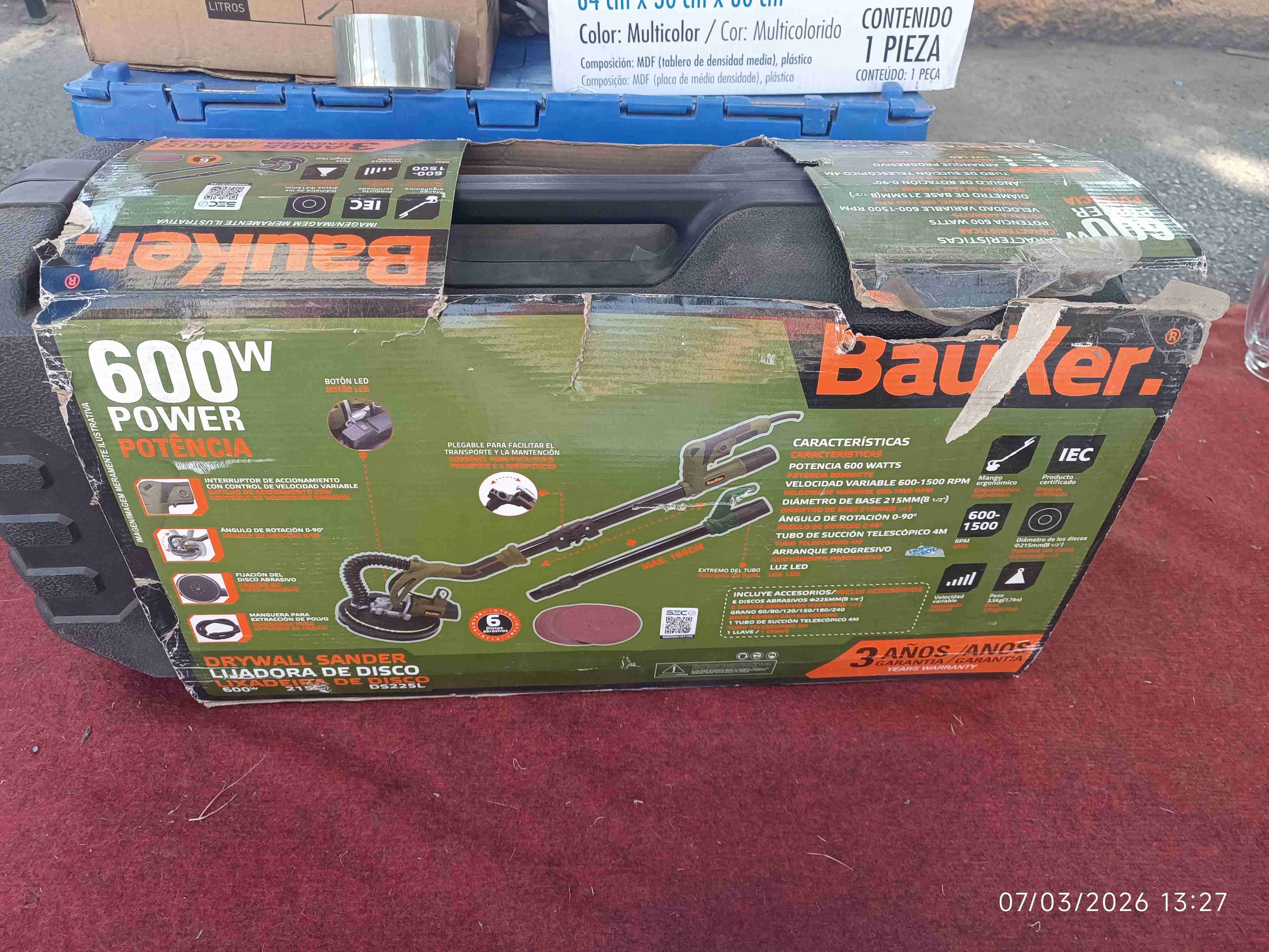 Lijadora eléctrica muros y techos bauker 600W - miniatura 2