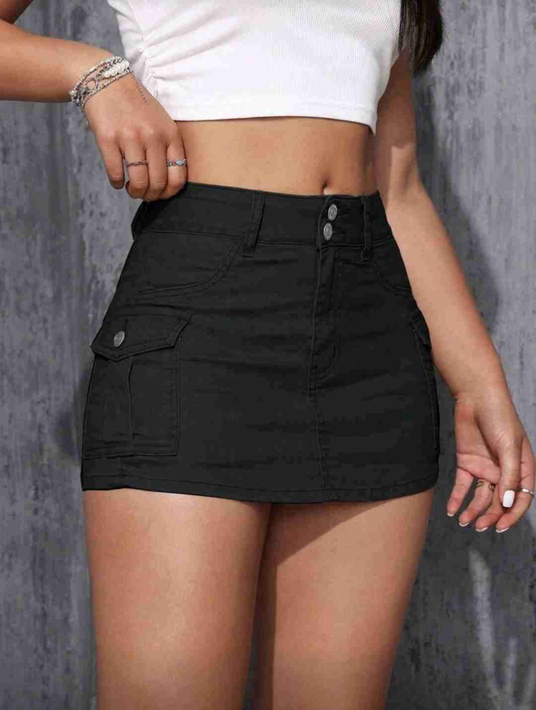 Falda short negro de mujer - miniatura 3