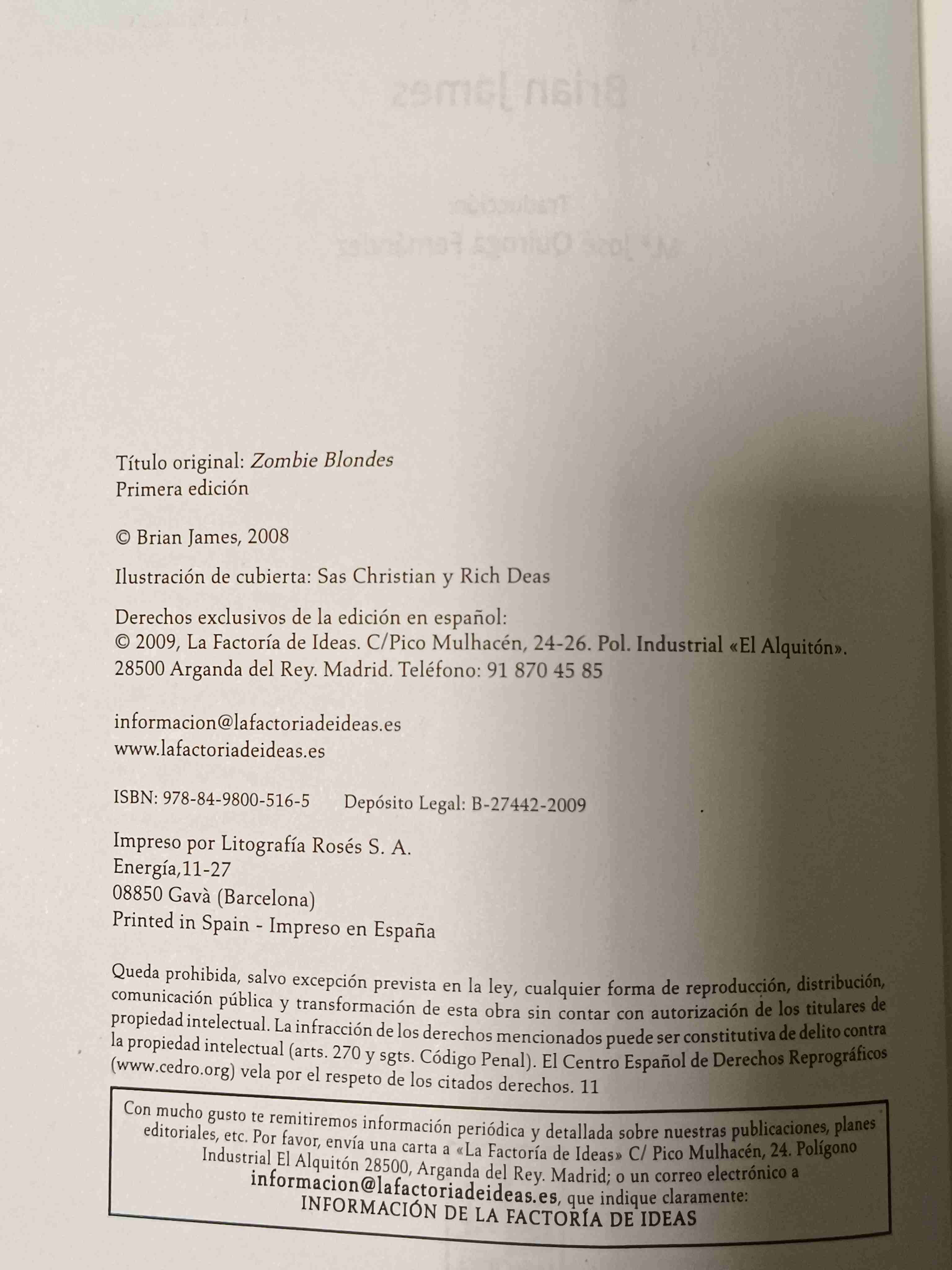 Libro 'Zombis rubias' de Brian James - miniatura 3