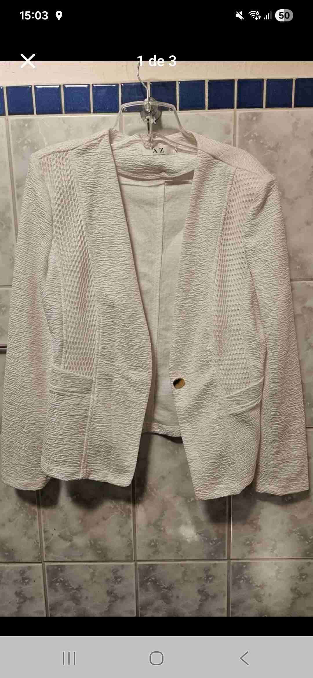 Blazer blanco textura elegante