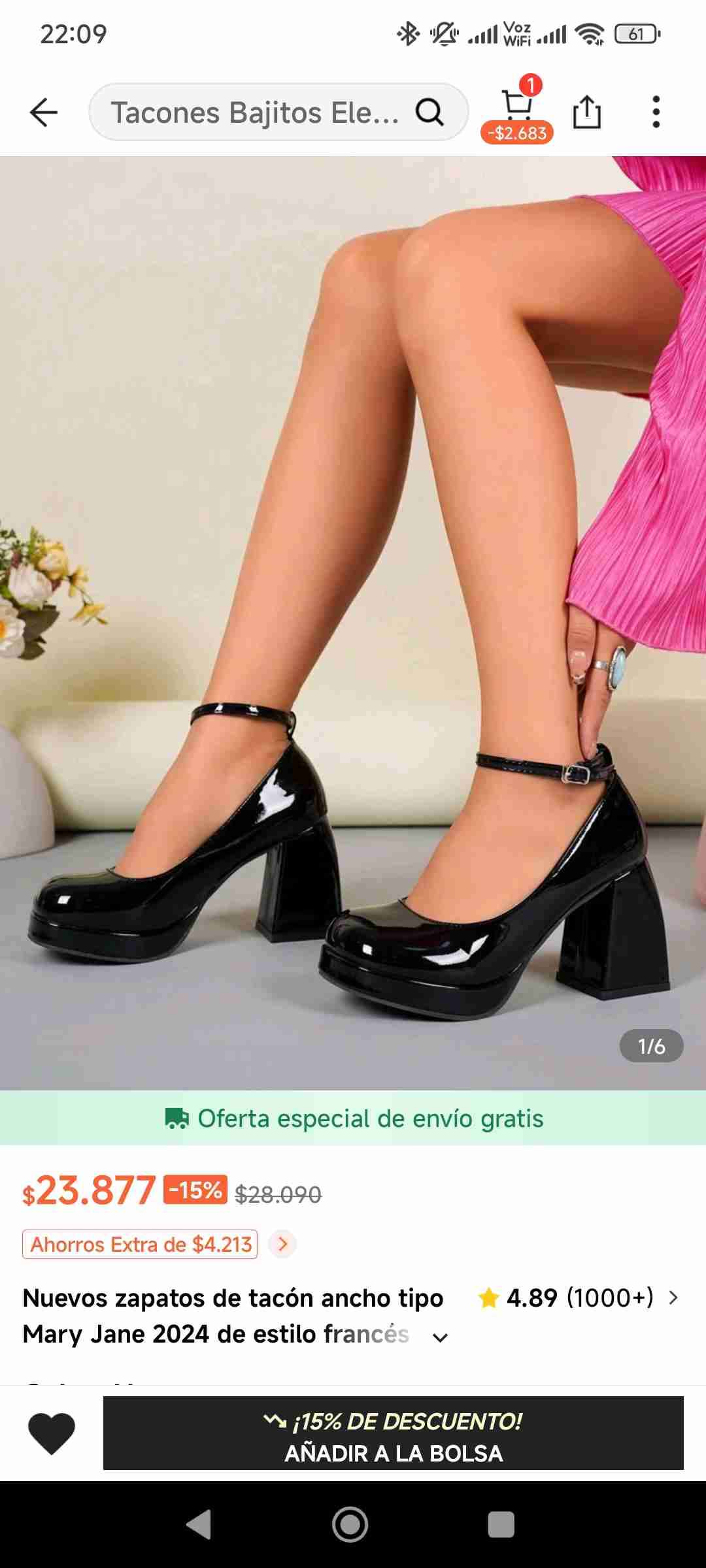 Zapatos negros con tacón grueso - miniatura 3