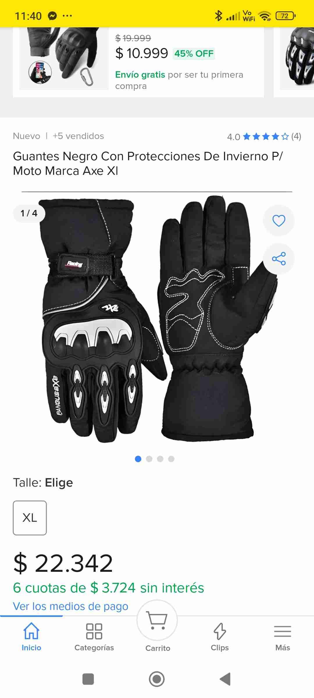 Guantes negros de moto Axe - miniatura 3