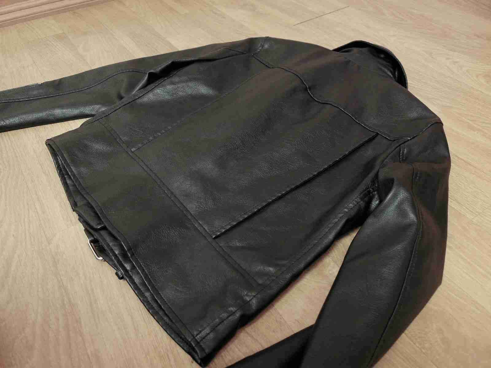 Chaqueta de cuero negra estilo biker - miniatura 6