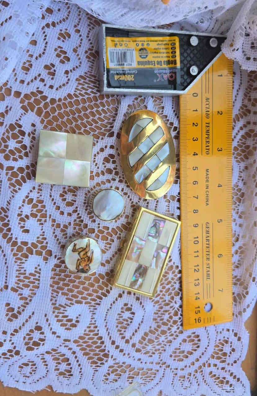 Set de cajitas francesas de nácar y plata vintage - miniatura 2