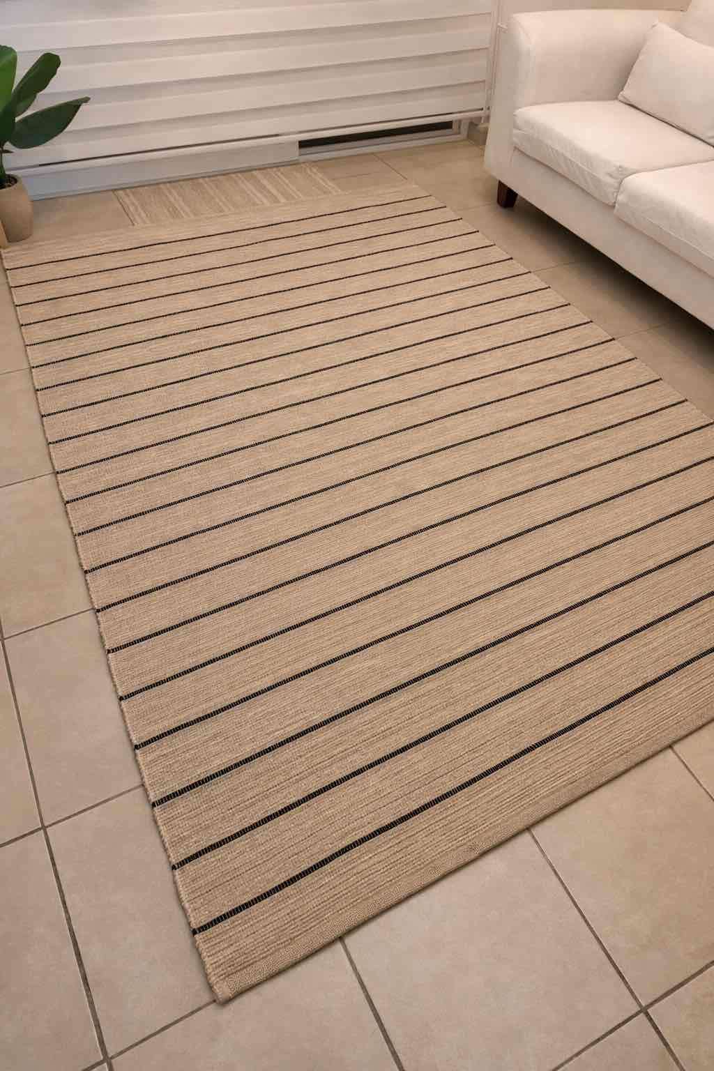 Alfombra rayada beige grande 160x230 cm - miniatura 4