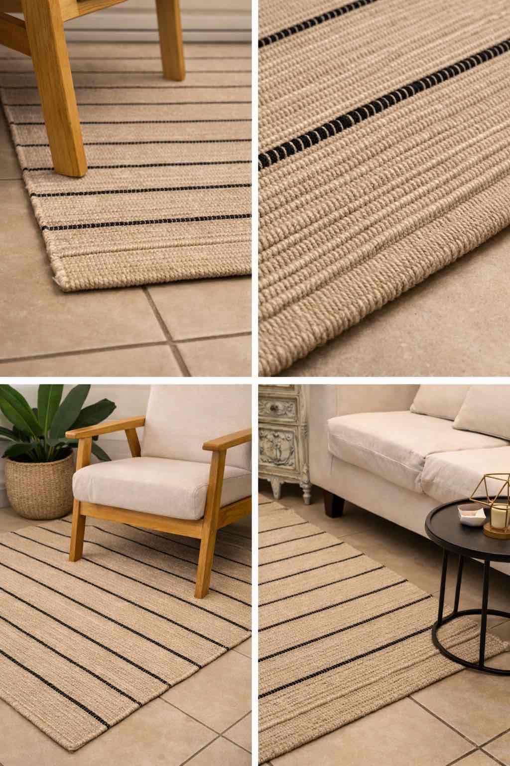 Alfombra rayada beige grande 160x230 cm - miniatura 5