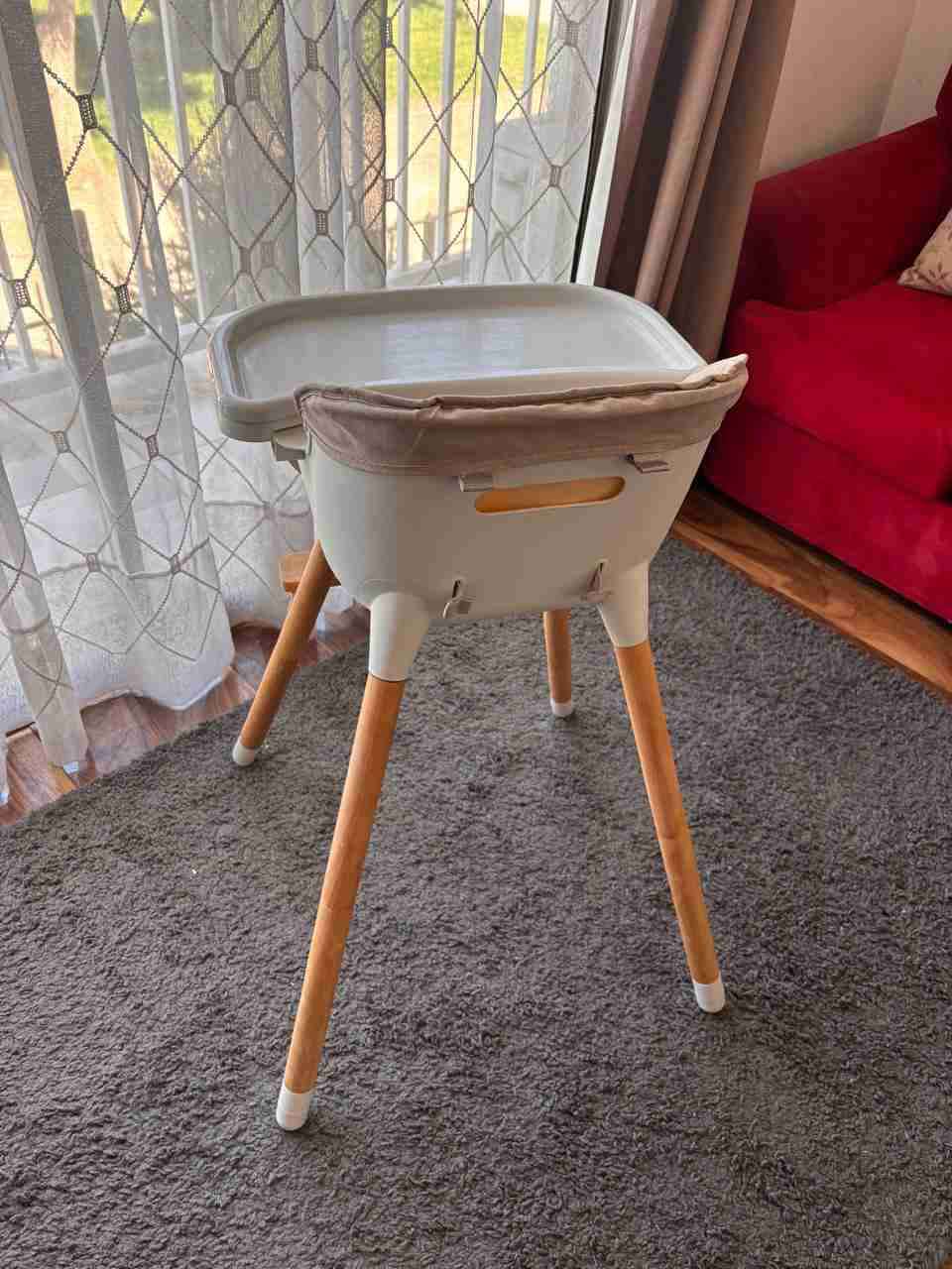 Silla alta para bebé madera y beige - miniatura 4