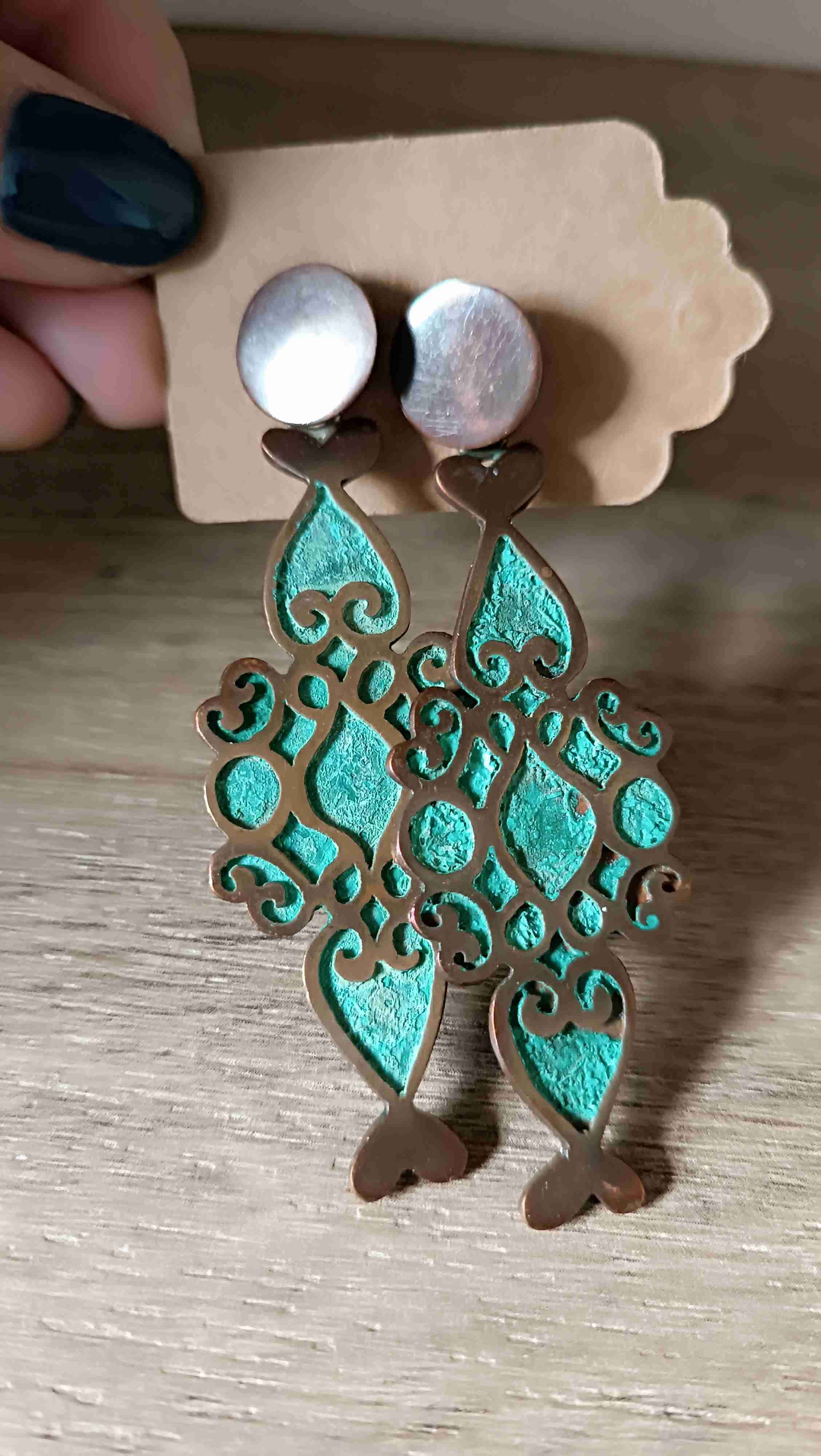 Aros colgantes de cobre