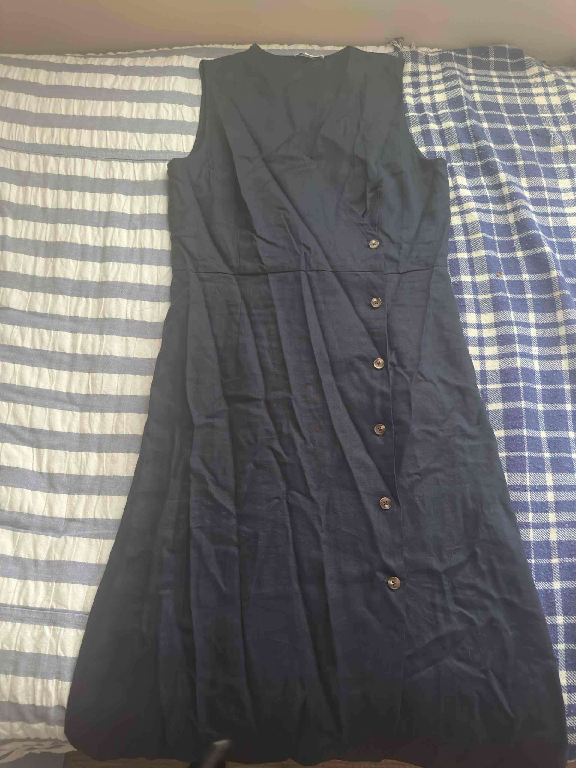 Vestido Lino azul sin mangas - miniatura 5