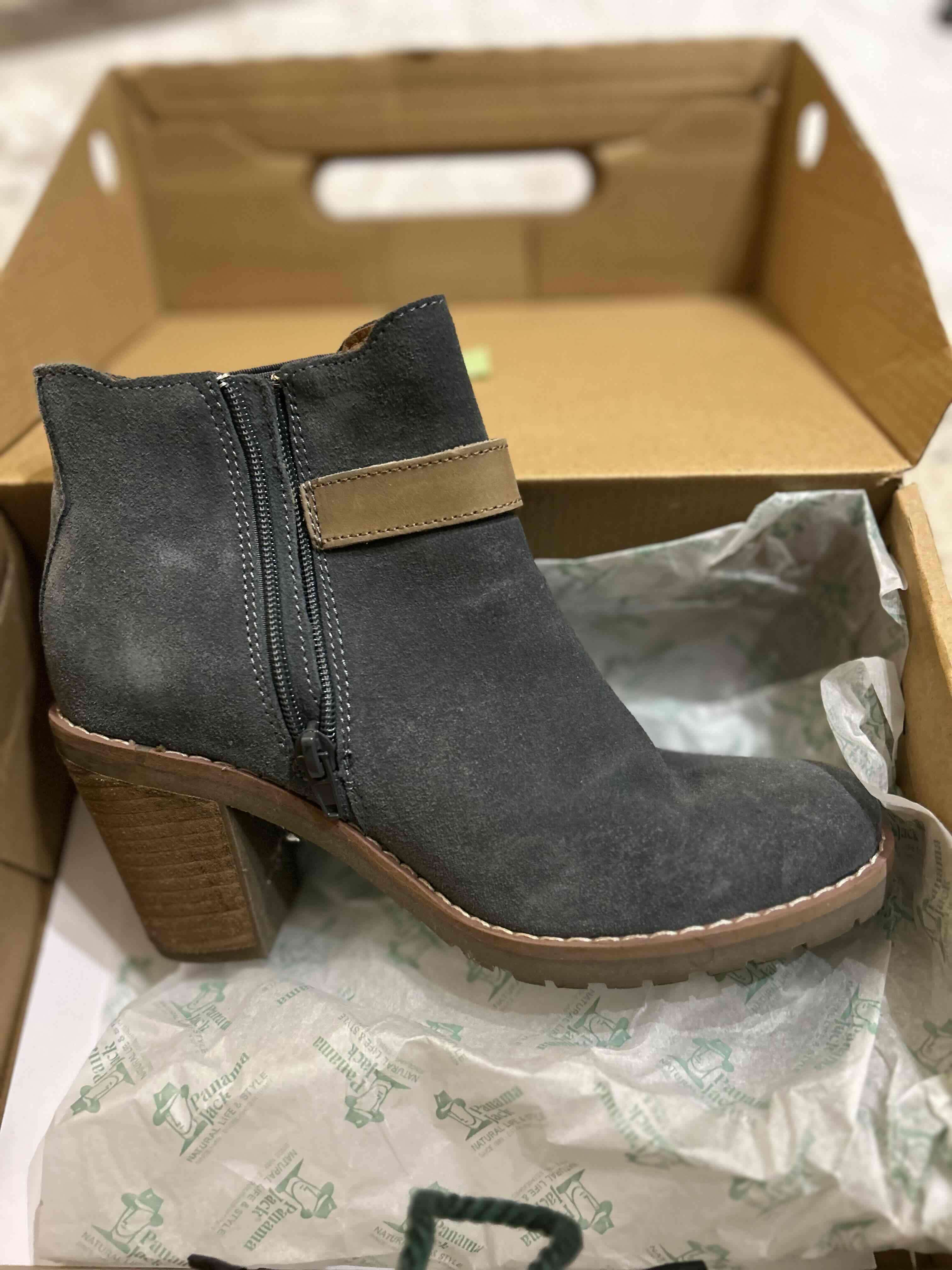 Botines de gamuza gris con tacón