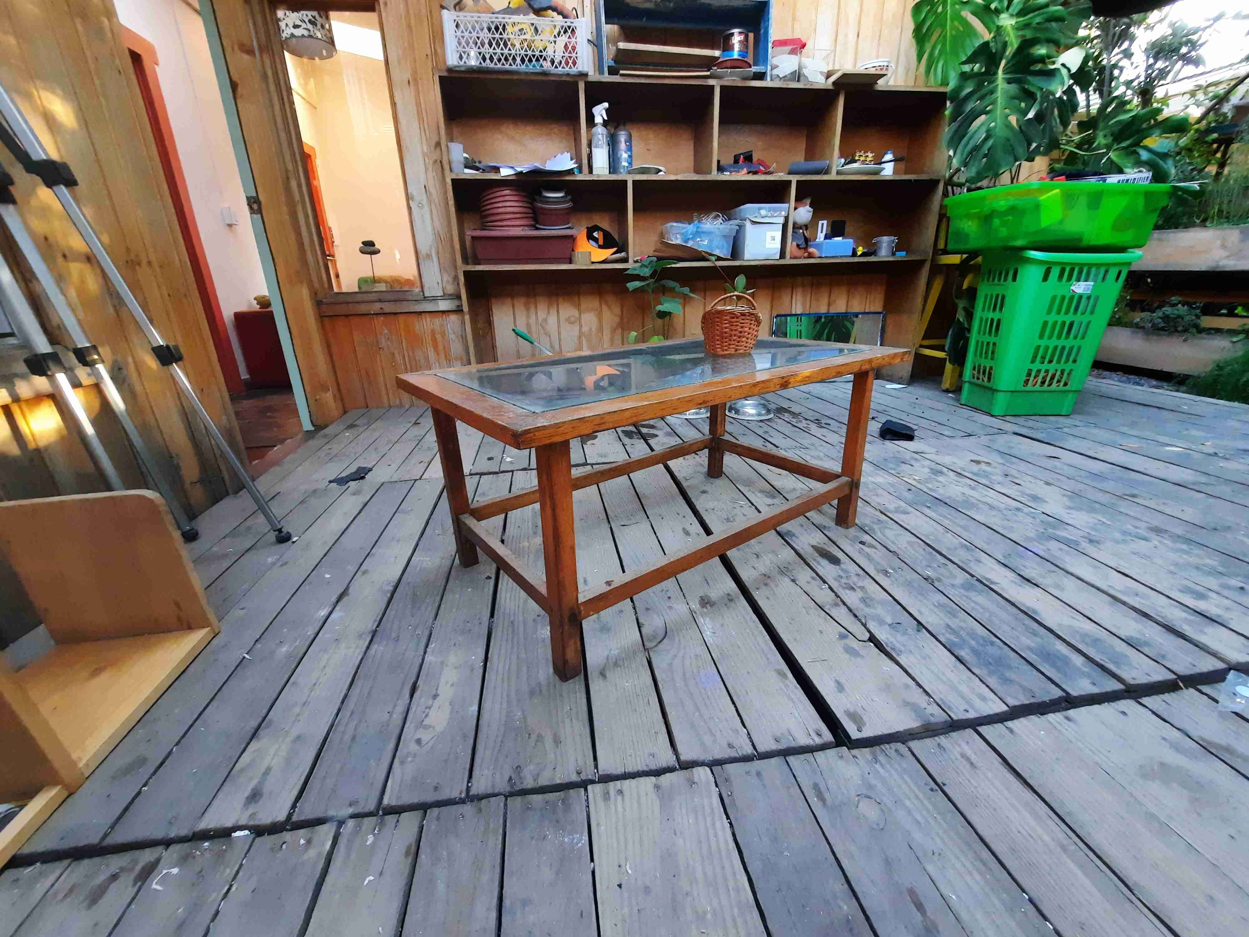 Mesa de centro madera y vidrio