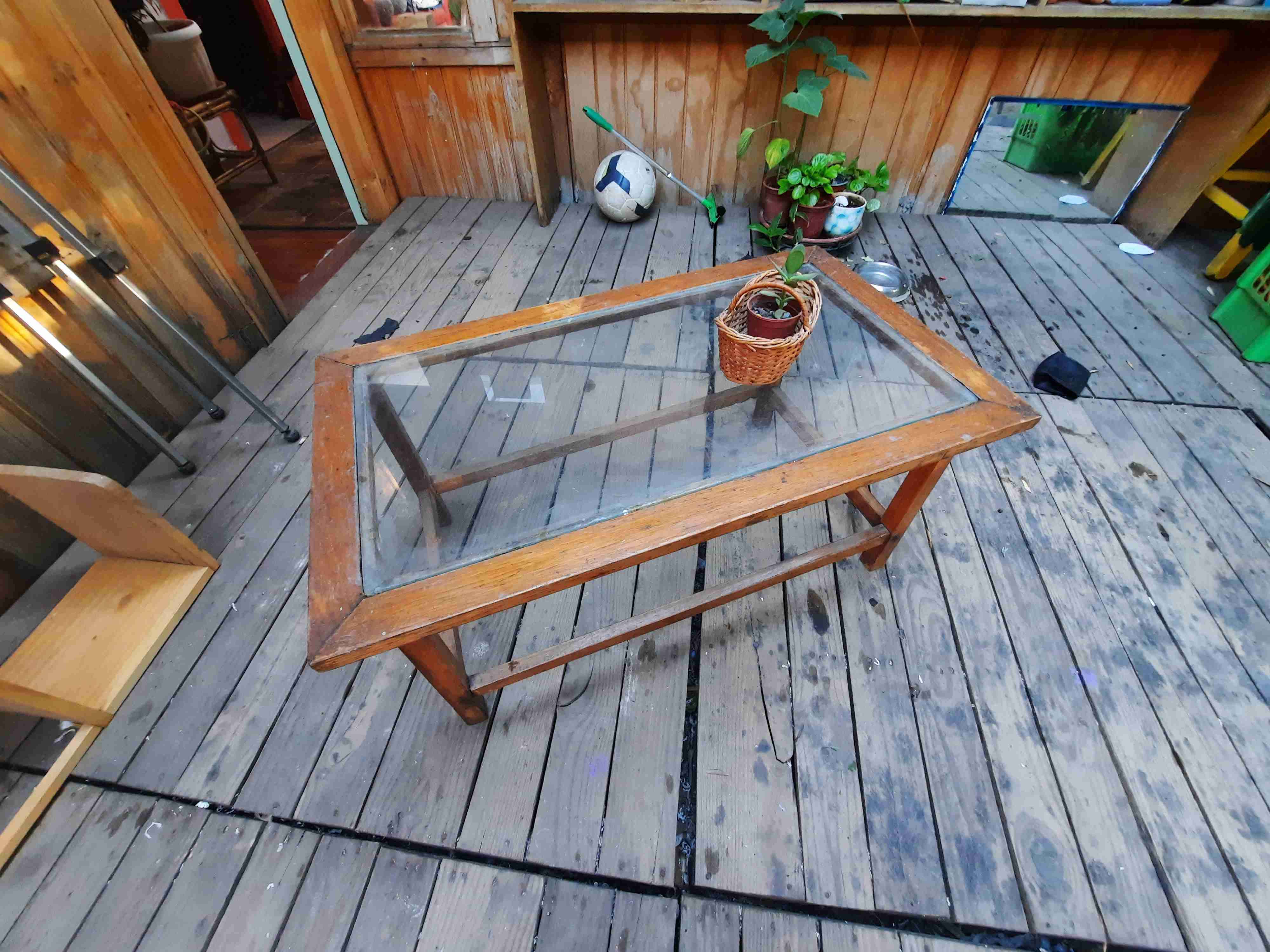 Mesa de centro madera y vidrio - miniatura 5