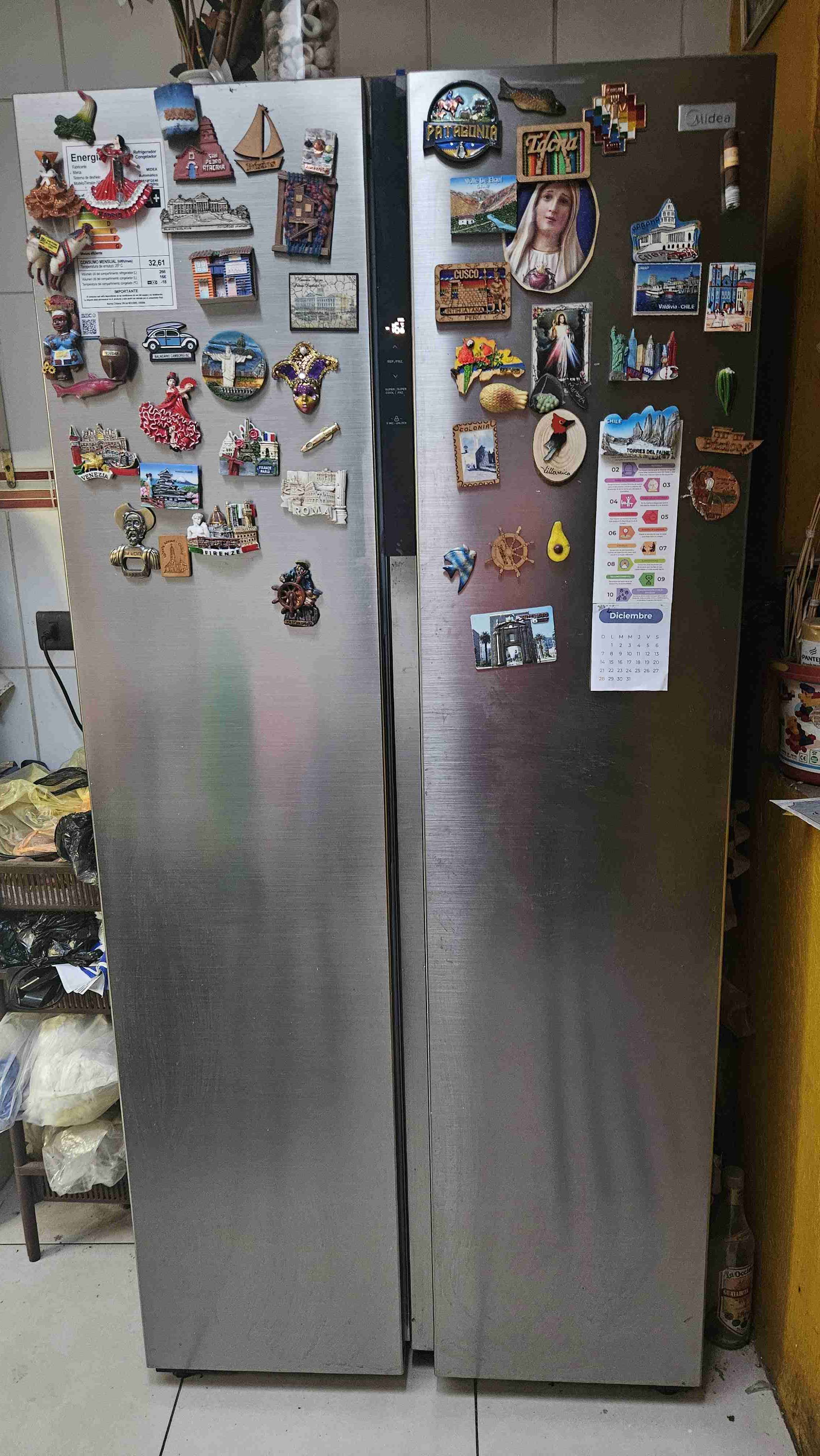 Refrigerador side by side plateado Midea 432lts.