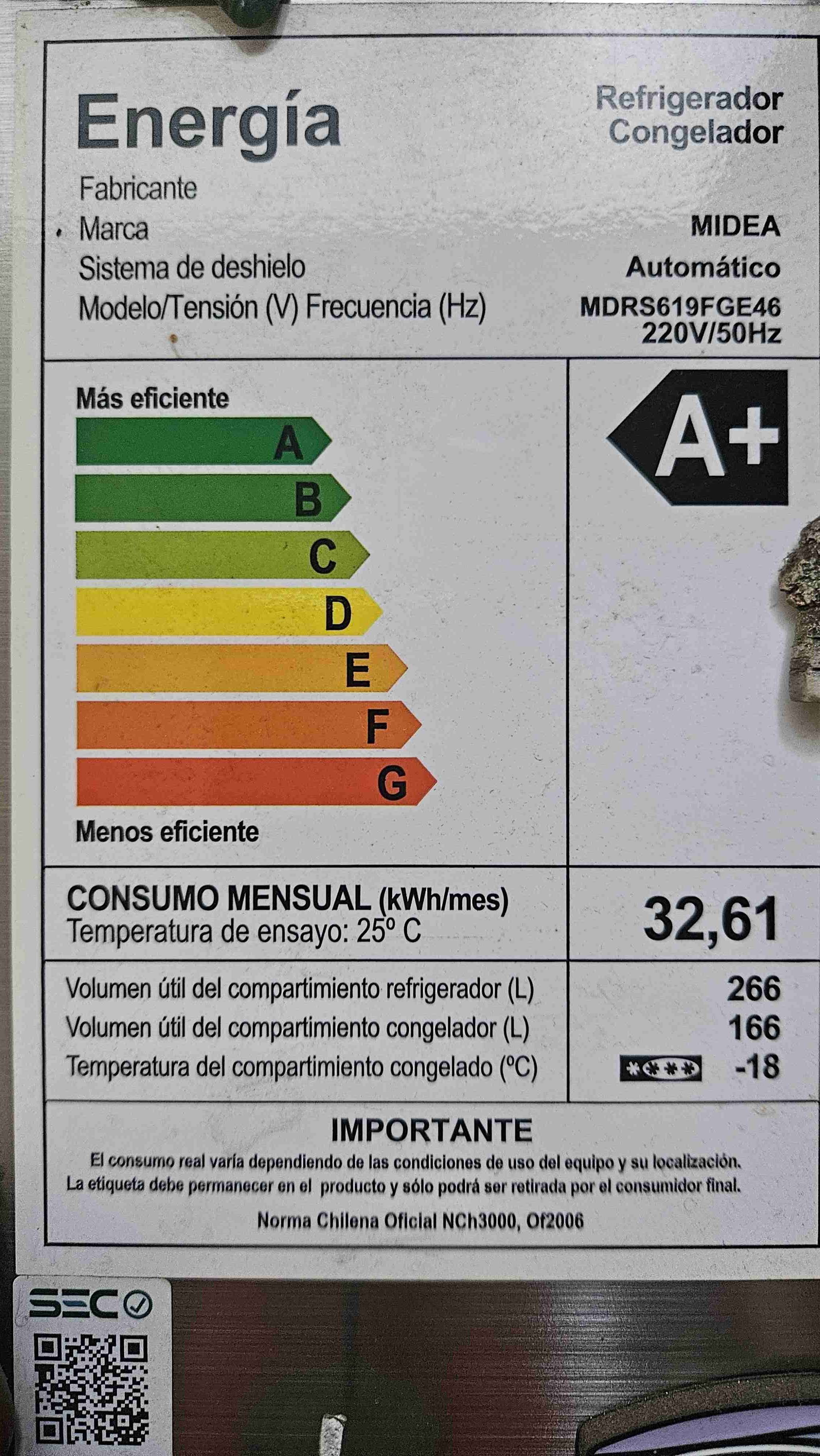 Refrigerador side by side plateado Midea 432lts. - miniatura 3