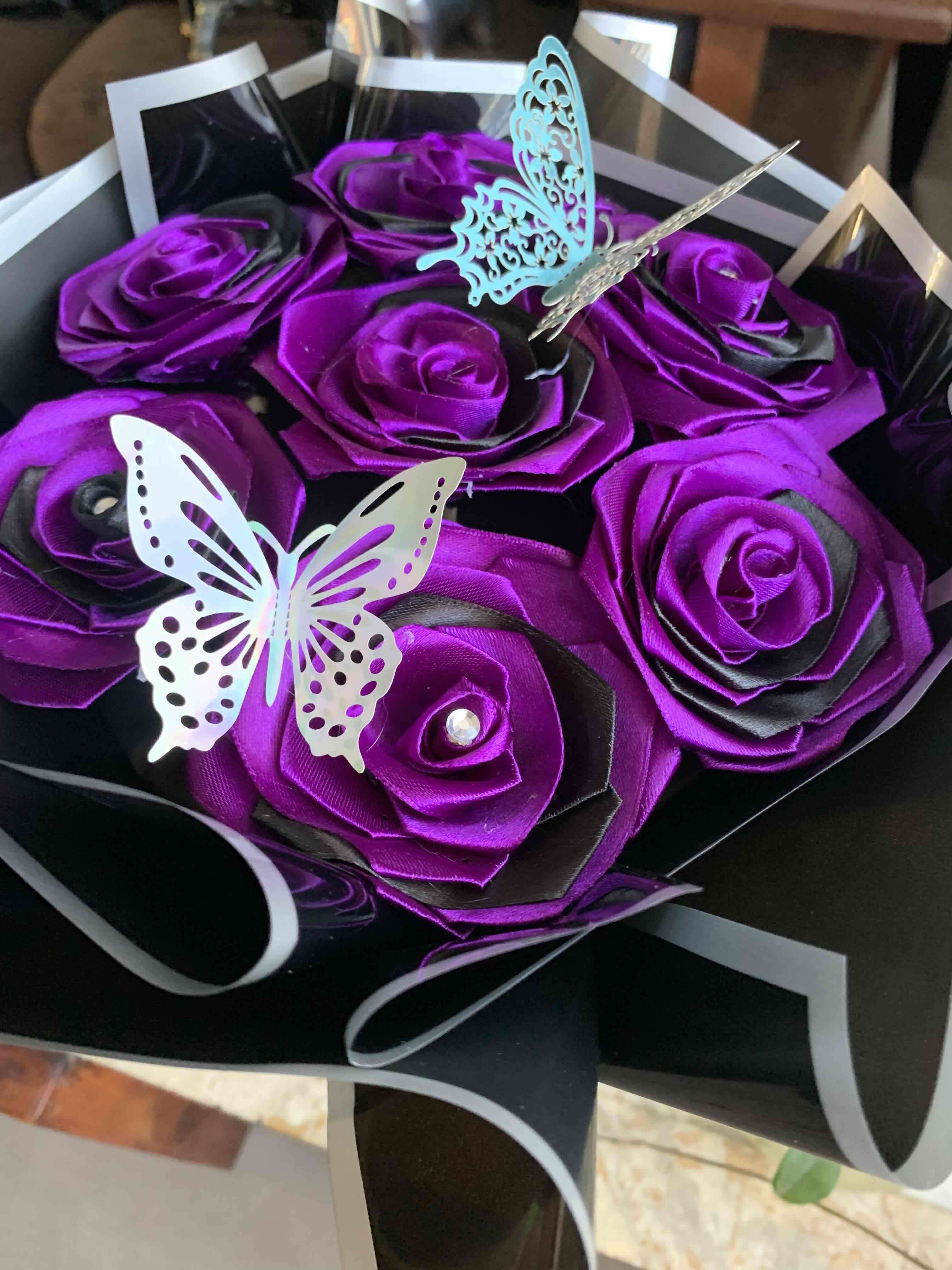 Ramo de rosas artificiales púrpuras - miniatura 2