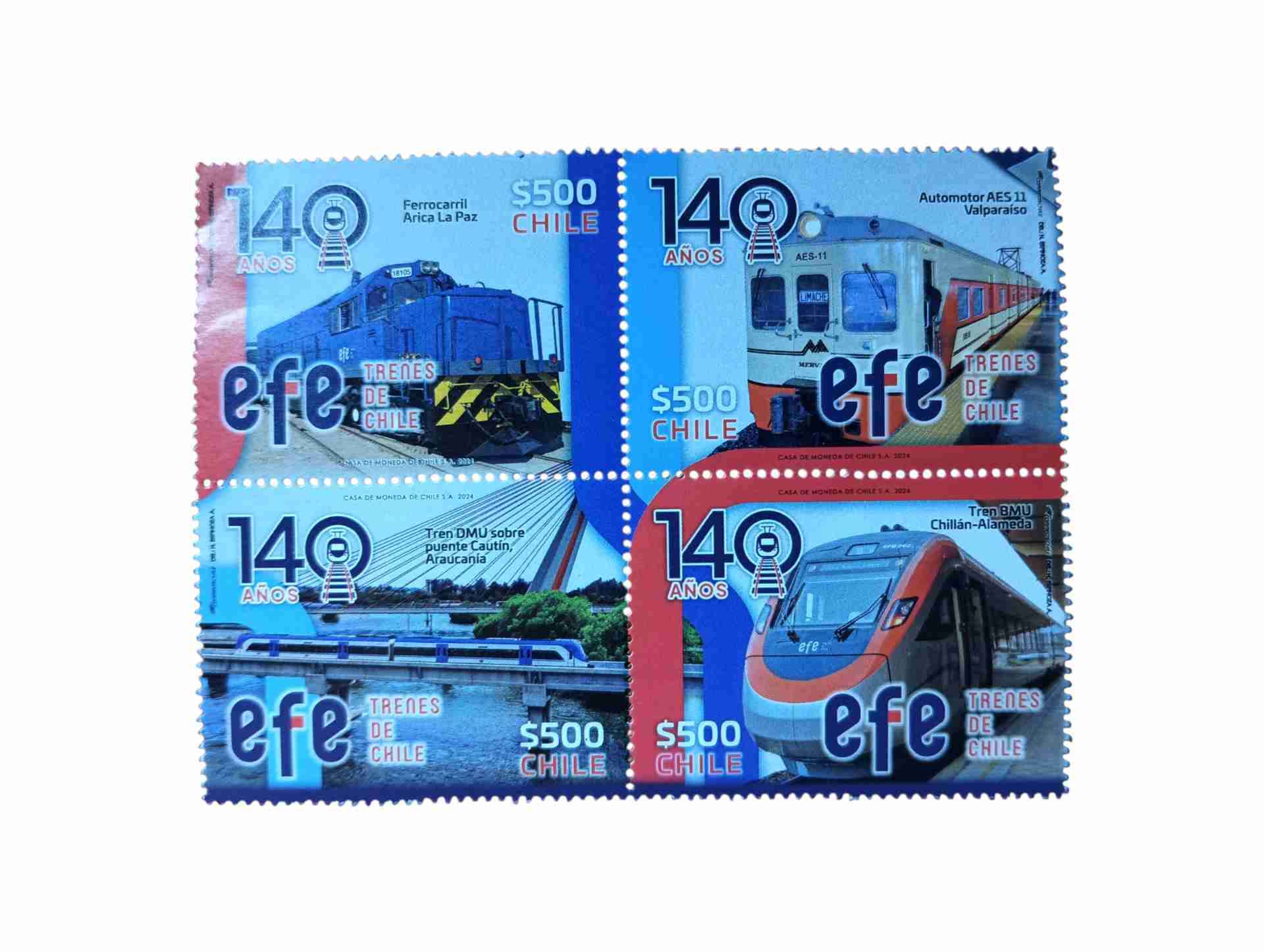 Set de sellos EFE Chile 140 años