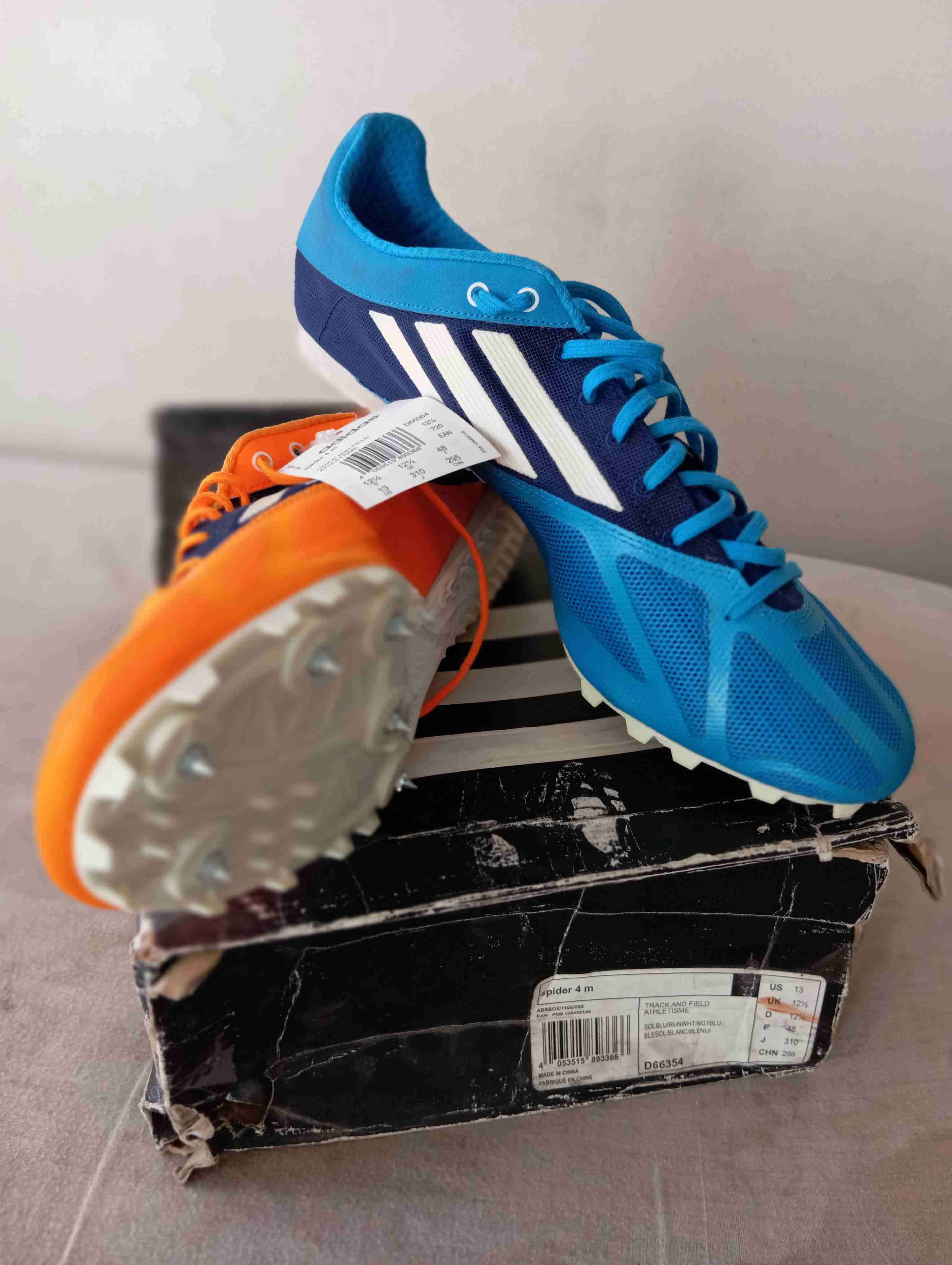 Zapatillas track Adidas azul y naranja - miniatura 3