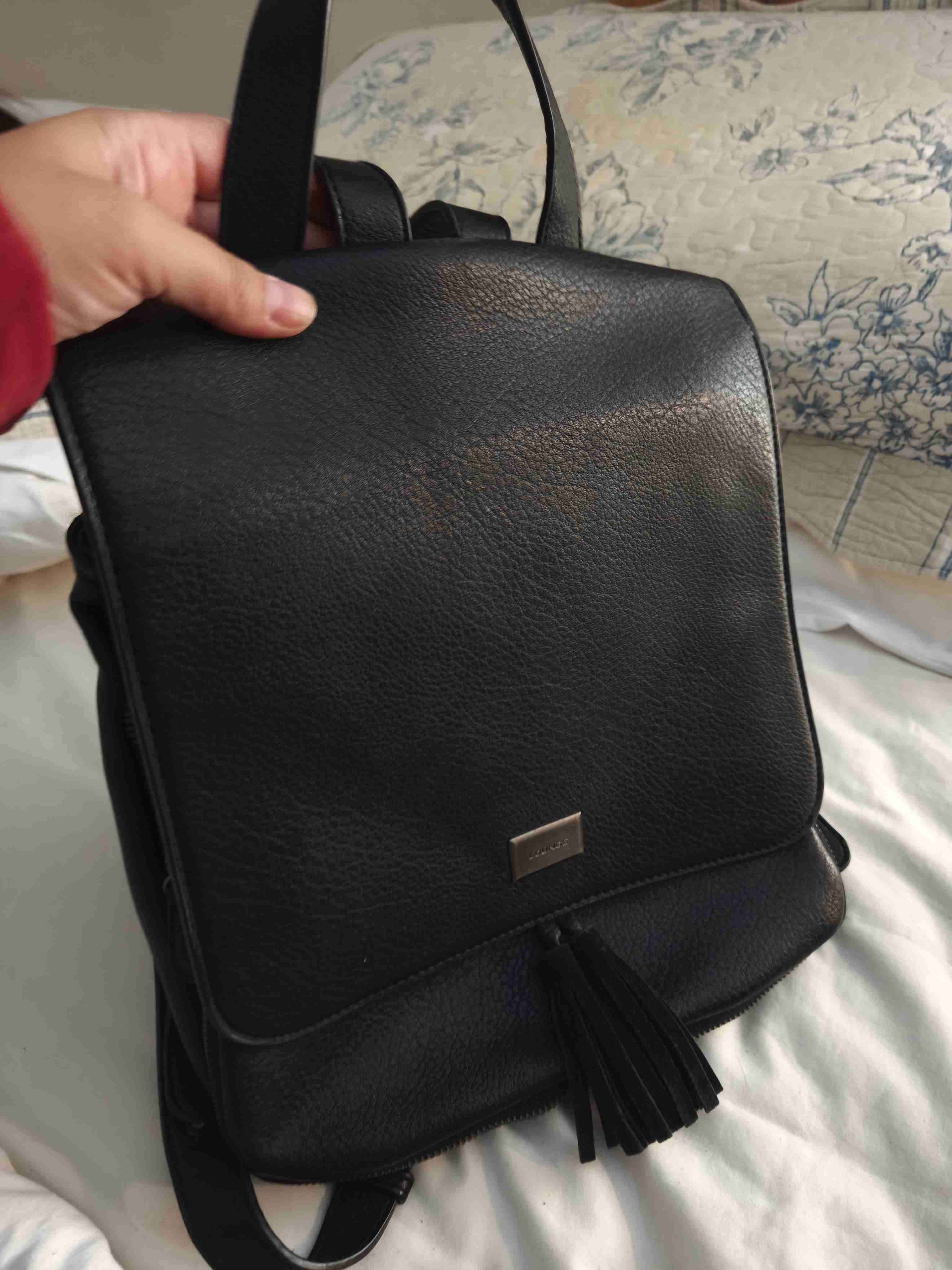 Mochila Lounge negra de cuero - miniatura 4