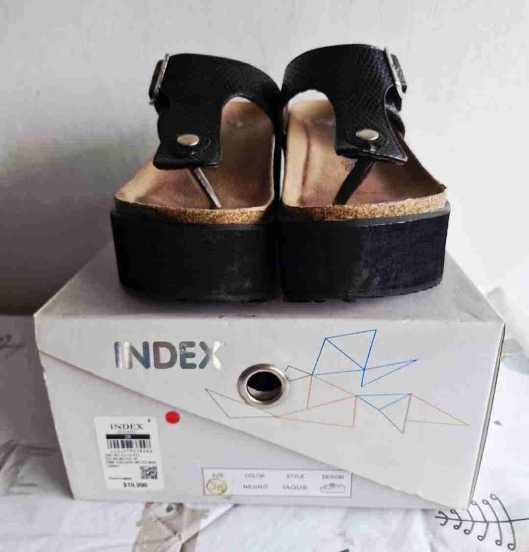 Sandalias negras con hebilla Marca Index 38 - miniatura 3