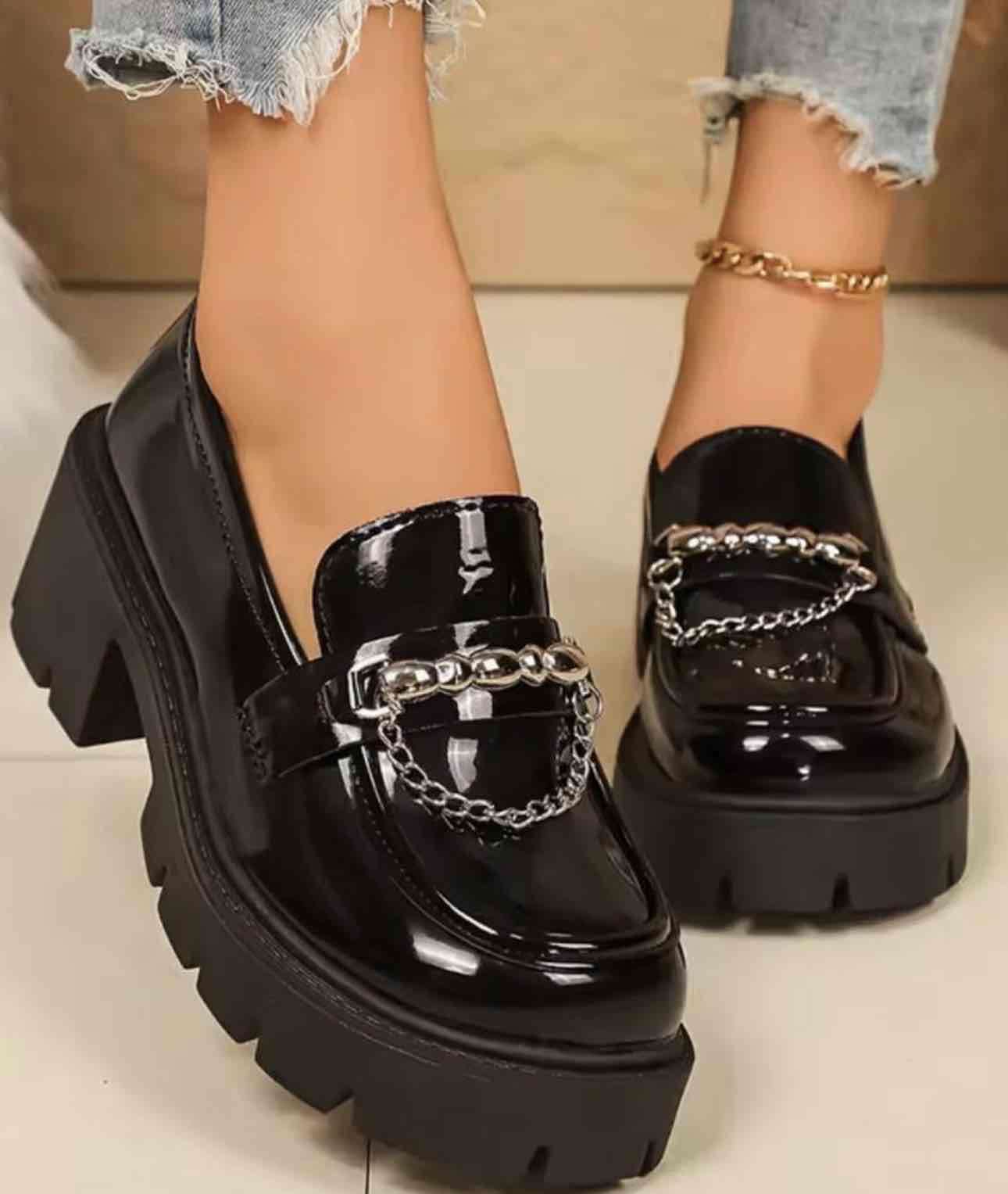 Mocasines negros con plataforma - miniatura 5